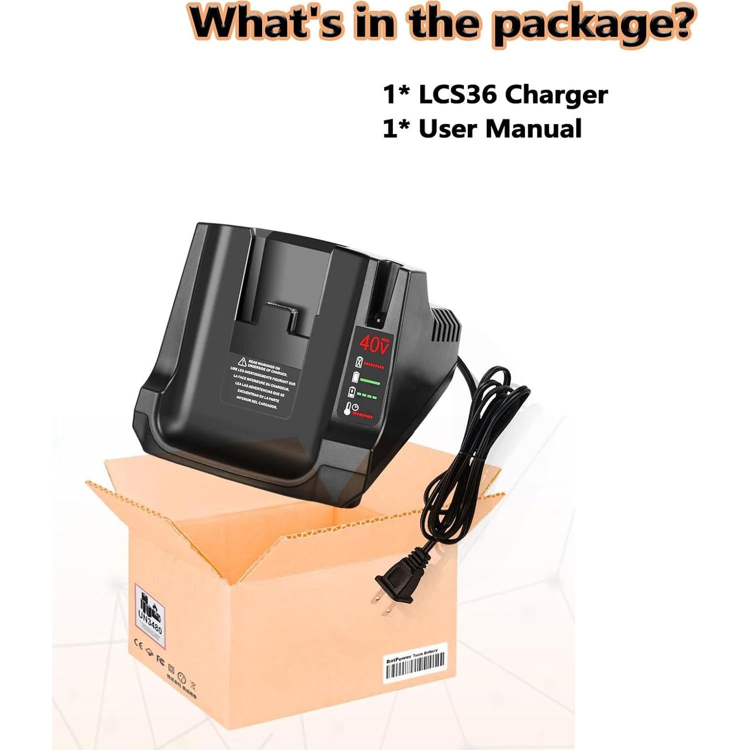 Cargador Rápido LCS40 DYCAFYY 36V/40V para Black+Decker