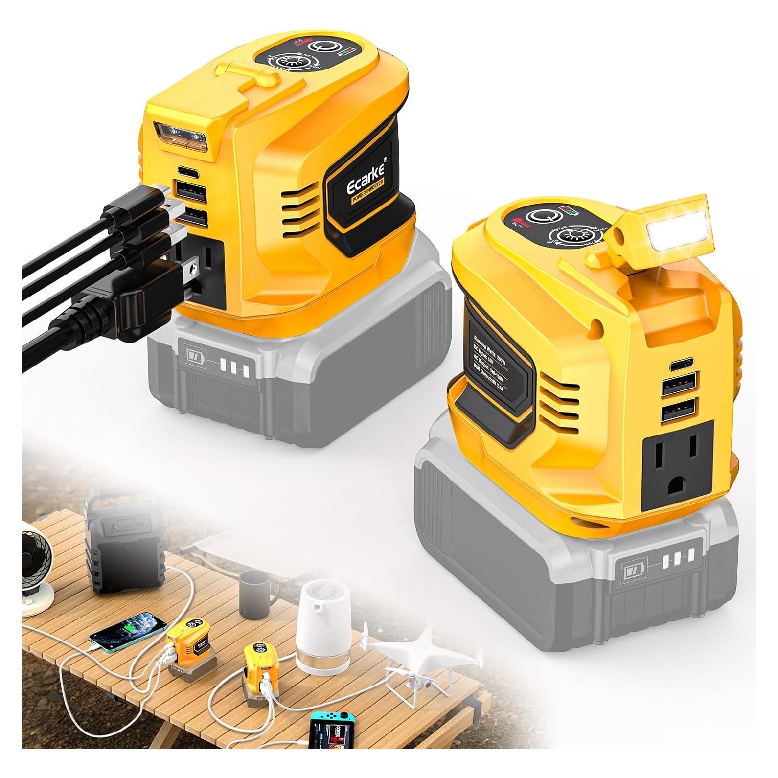 Inversor de Potencia 200W Ecarke para Baterías DeWalt 20V