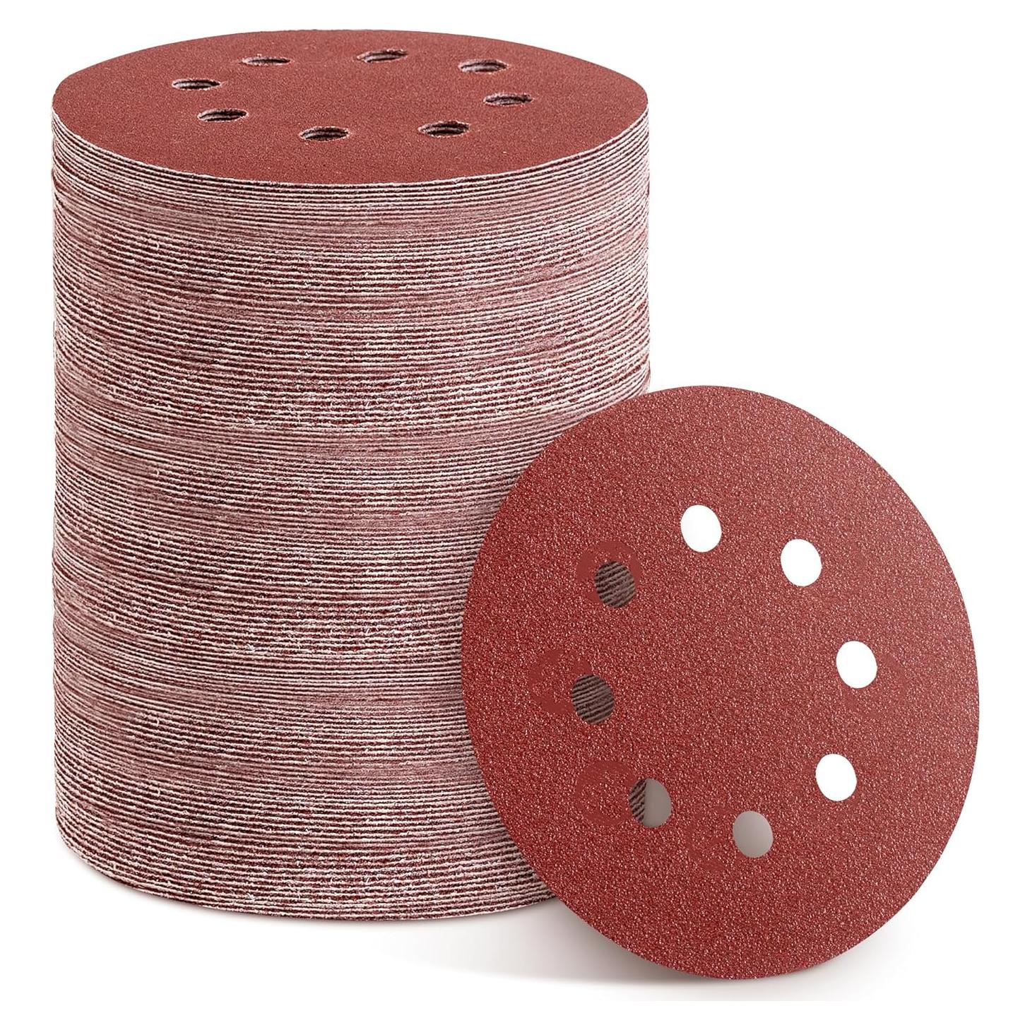 150pcs 60 Grit Sanding Discs, 5-Inch 8-Hole Sandpaper, for Woodworking or Automotive