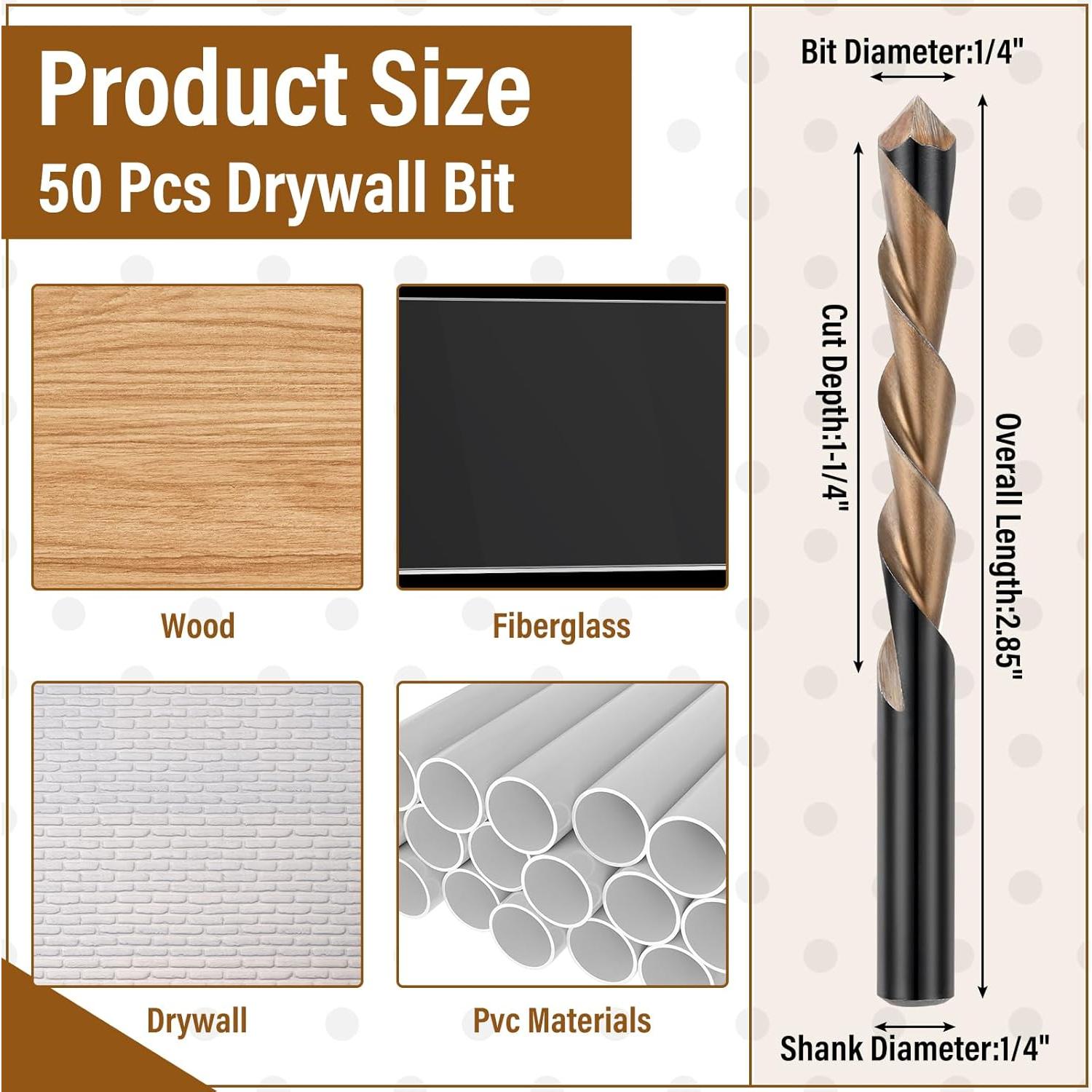 Brocas para Router Tondiamo 50 Pcs 6.35 mm Acero M2