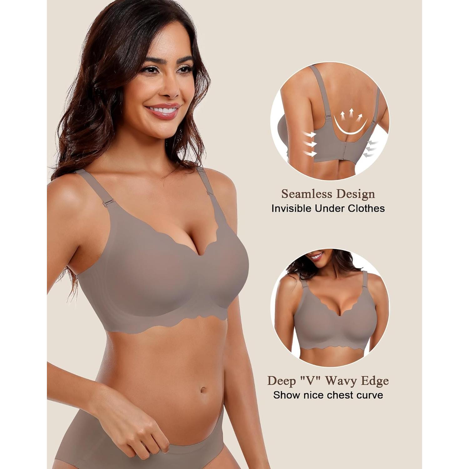 Sostén Inalámbrico HORISUN Cuello en V Suave Gris XX-Large