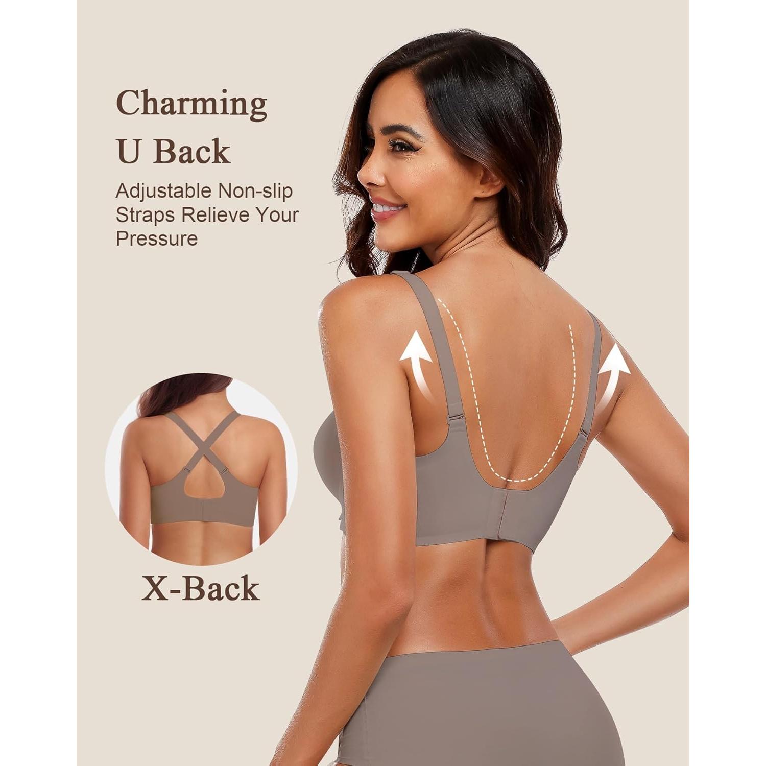 Sostén Inalámbrico HORISUN Cuello en V Suave Gris XX-Large