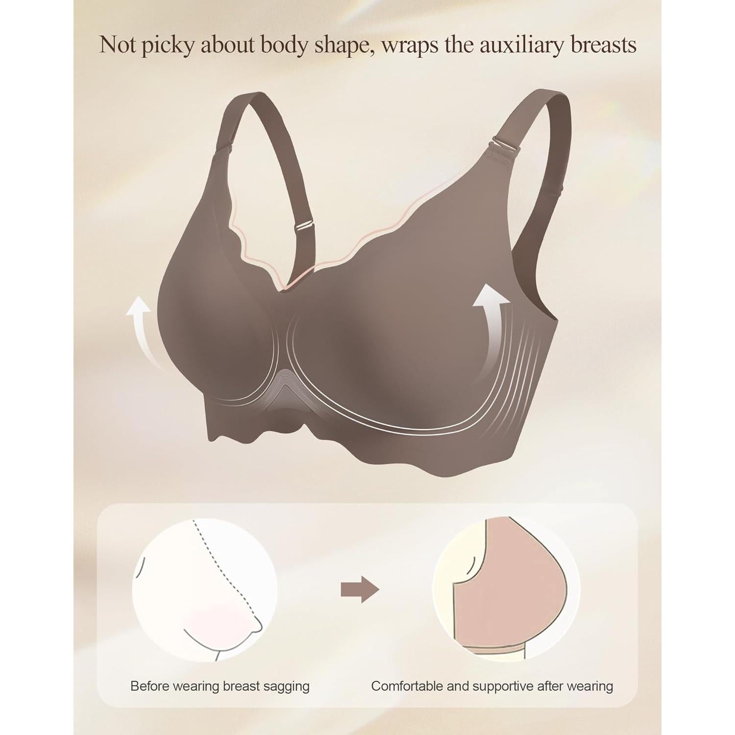 Sostén Inalámbrico HORISUN Cuello en V Suave Gris XX-Large