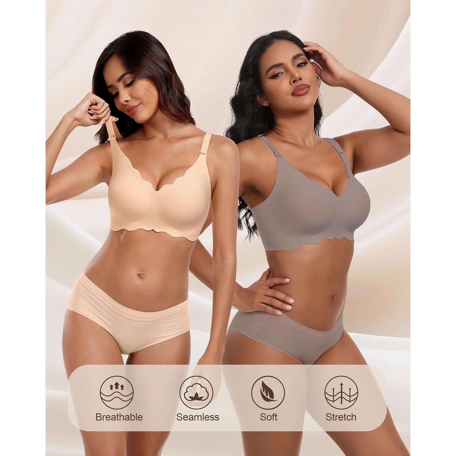 Sostén Inalámbrico HORISUN Cuello en V Suave Gris XX-Large