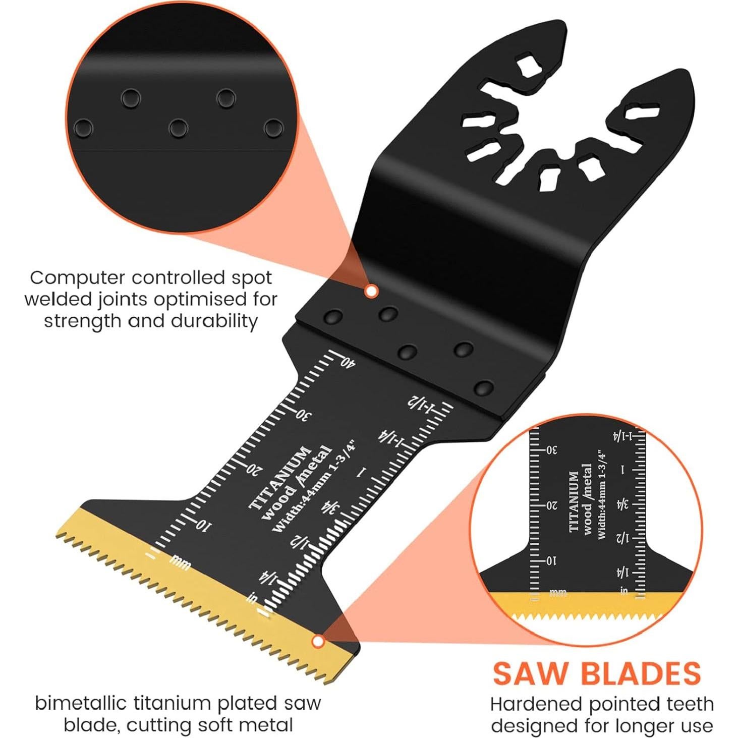 Hojas de Sierra Oscilante de Titanio TEMINO 4 Piezas 3.49-4.45 cm