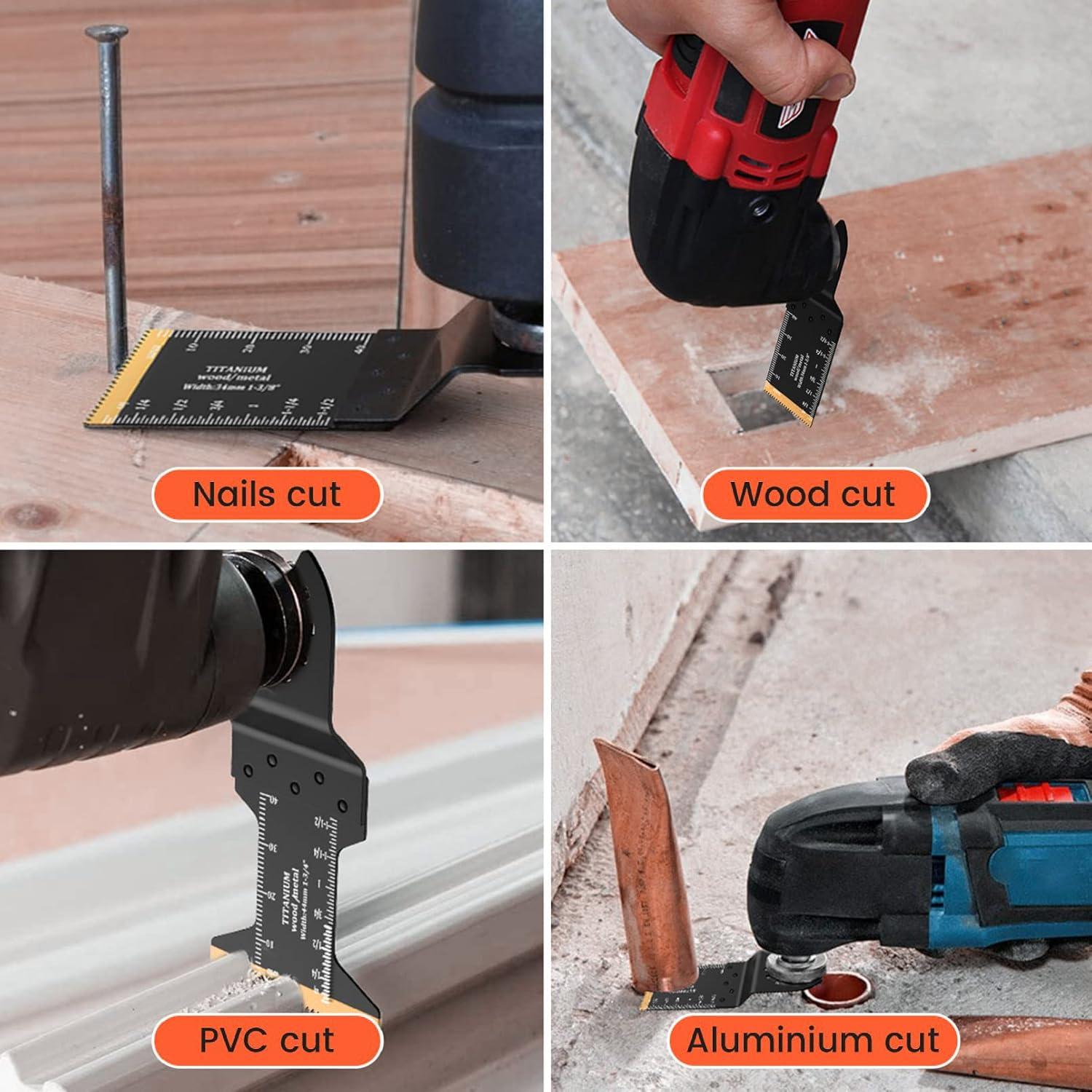 Hojas de Sierra Oscilante de Titanio TEMINO 4 Piezas 3.49-4.45 cm