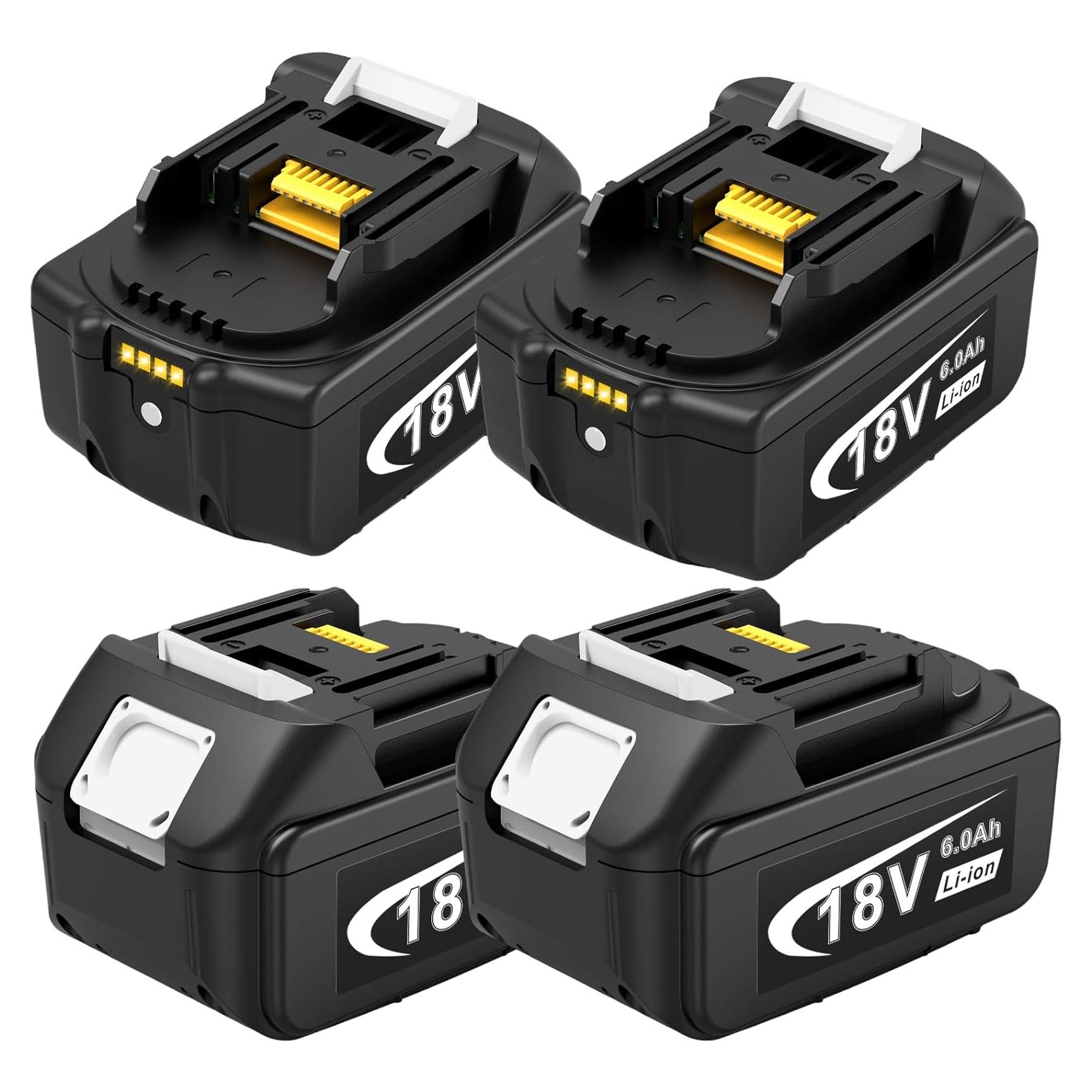 Paquete de 4 Baterías de Litio 18V 6000mAh Djsanu para Makita