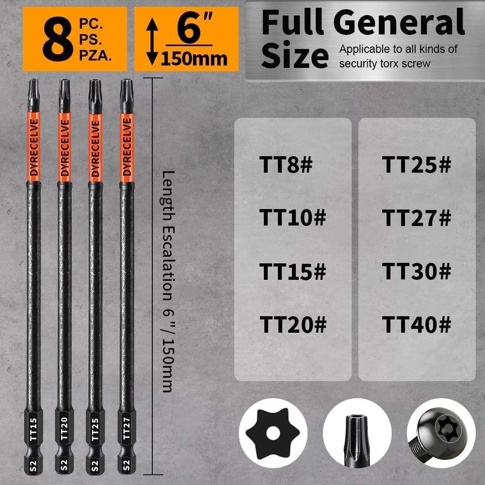 Juego de Puntas Torx de Seguridad 8 Piezas DYRECELVE 15.24 cm