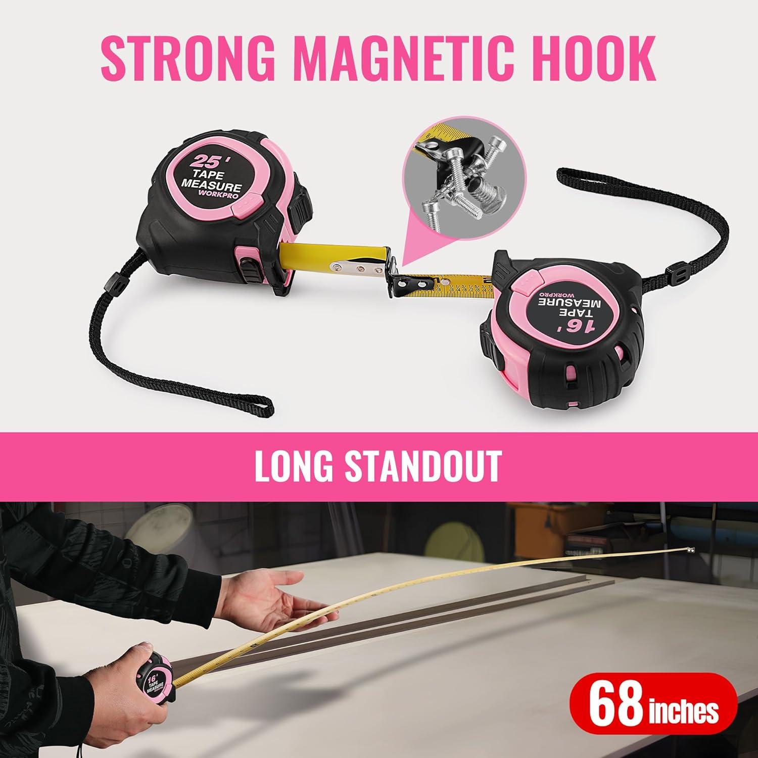 Cinta Métrica Retráctil WORKPRO 5m con Gancho Magnético