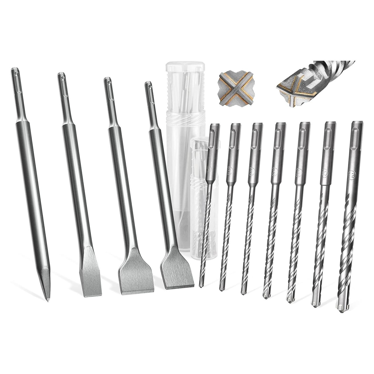 Juego de Brocas y Cinceles SDS-Plus KSP-TEC 11pcs para Concreto