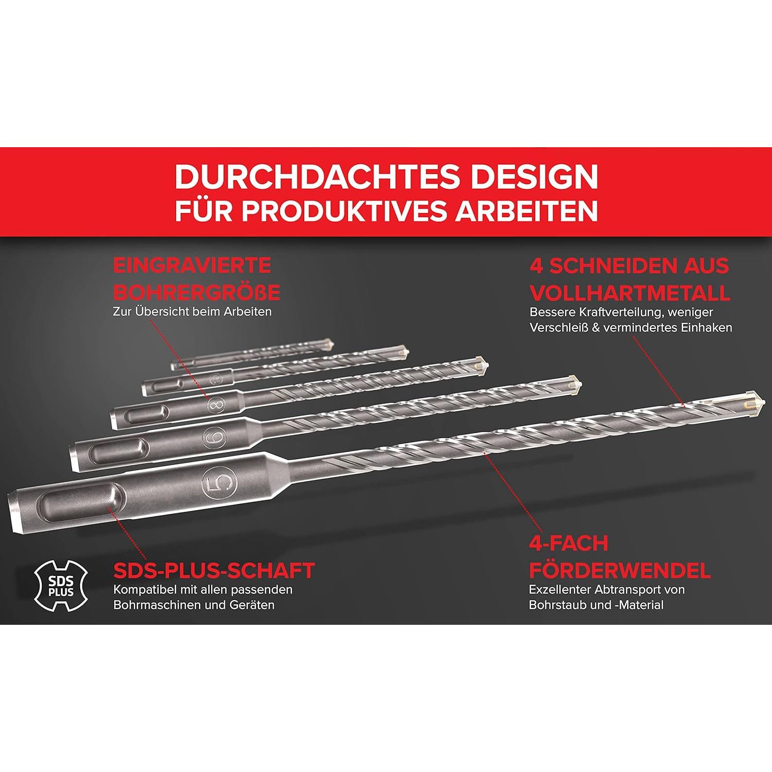 Juego de Brocas y Cinceles SDS-Plus KSP-TEC 11pcs para Concreto