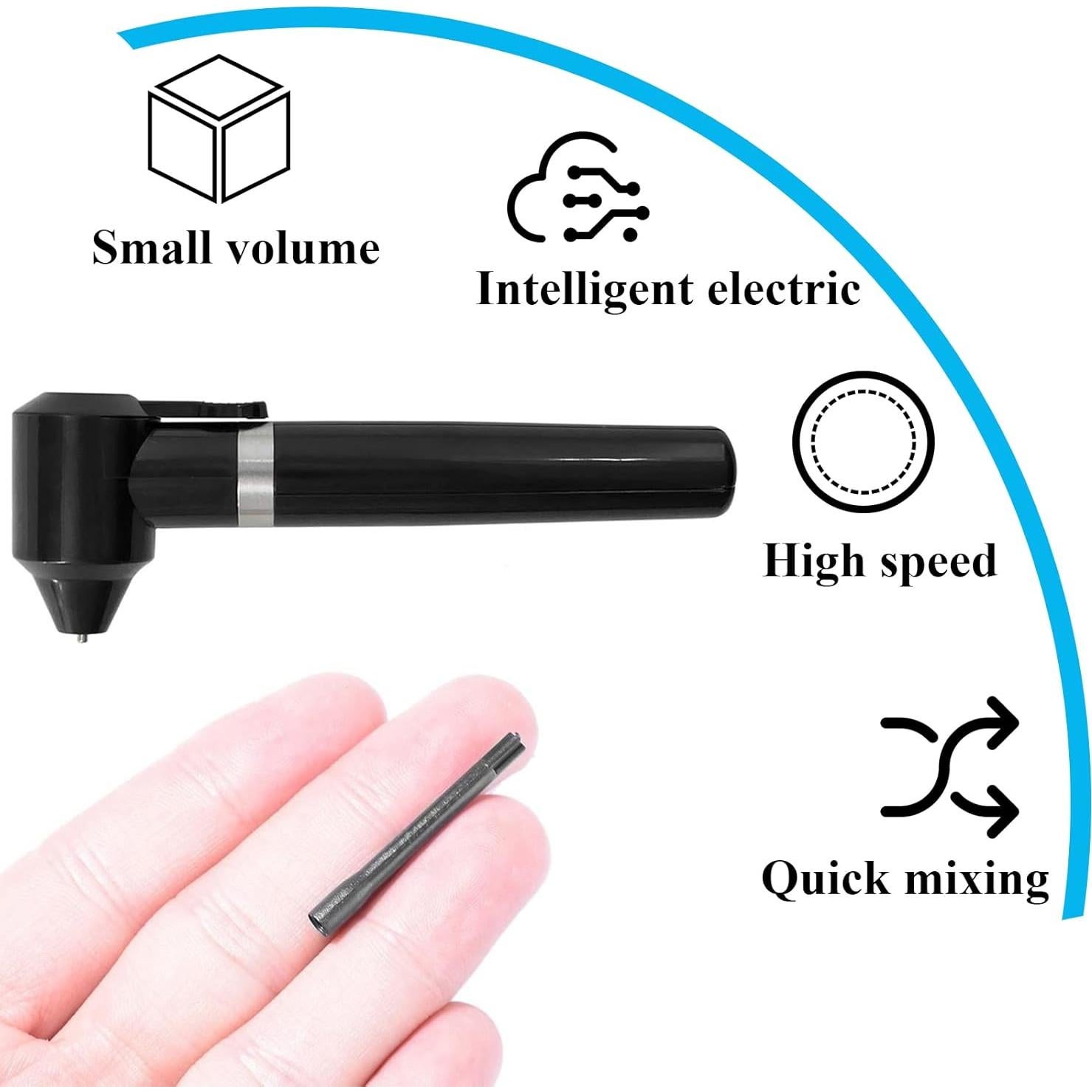 Ink Mixer Machine with 100Pcs Ink Mixing Sticks, Yugui Pigment Mixer Agitator with 100Pcs Mixing Sticks Black Electric Color Mixer Machine for Makeup Eyebrow Color Makeup