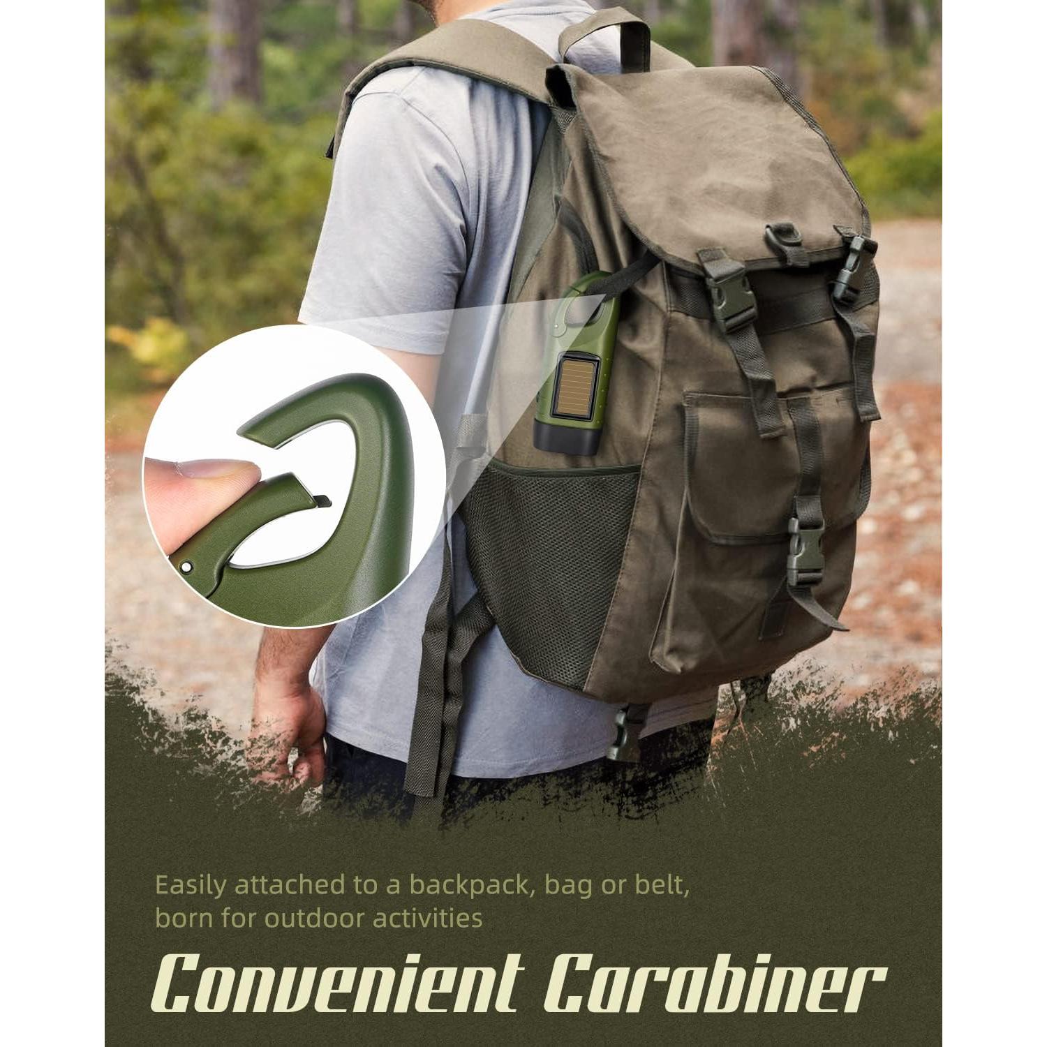 Linterna de Mano SEANCHEER Solar y Manivela Verde 12x4.5cm