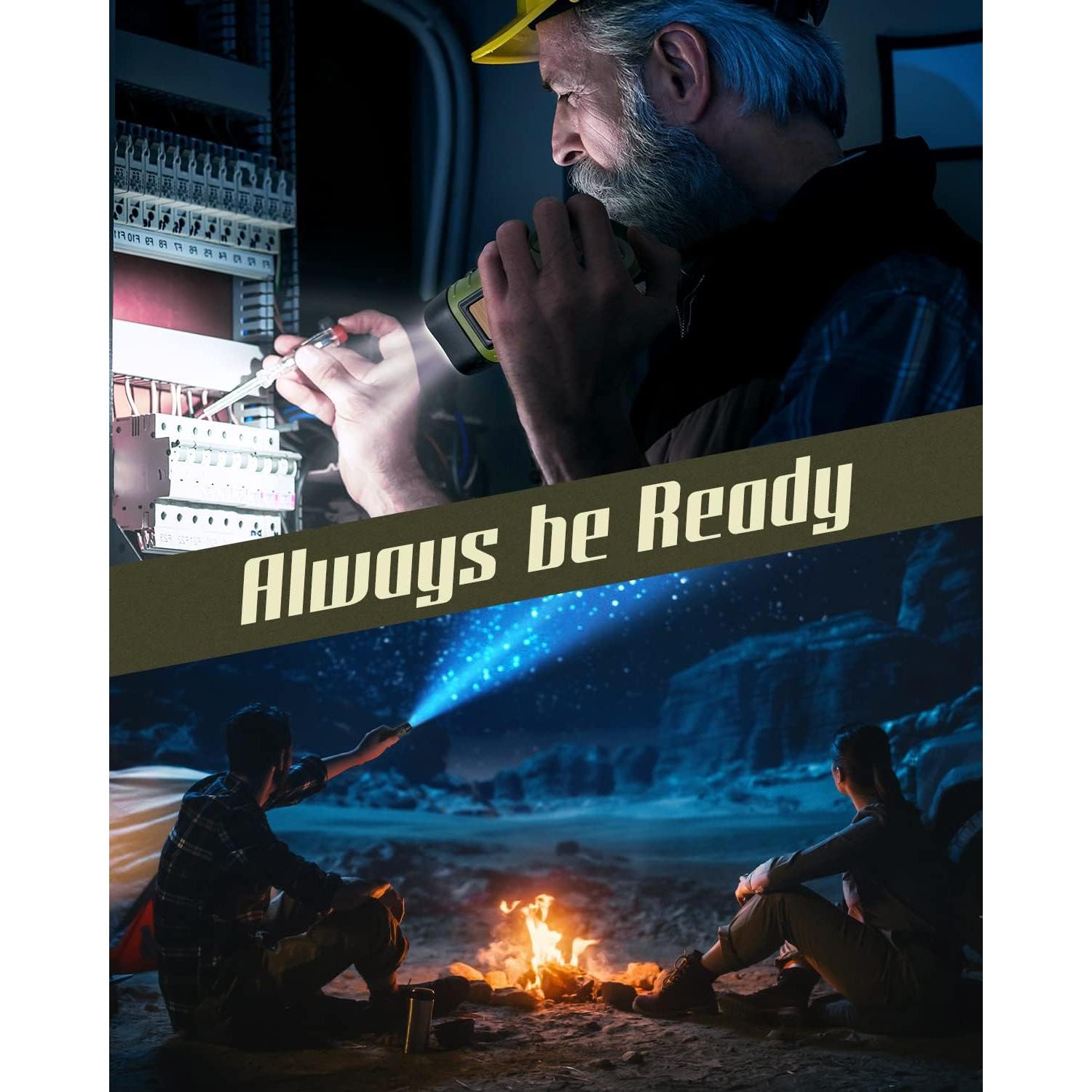 Linterna de Mano SEANCHEER Solar y Manivela Verde 12x4.5cm