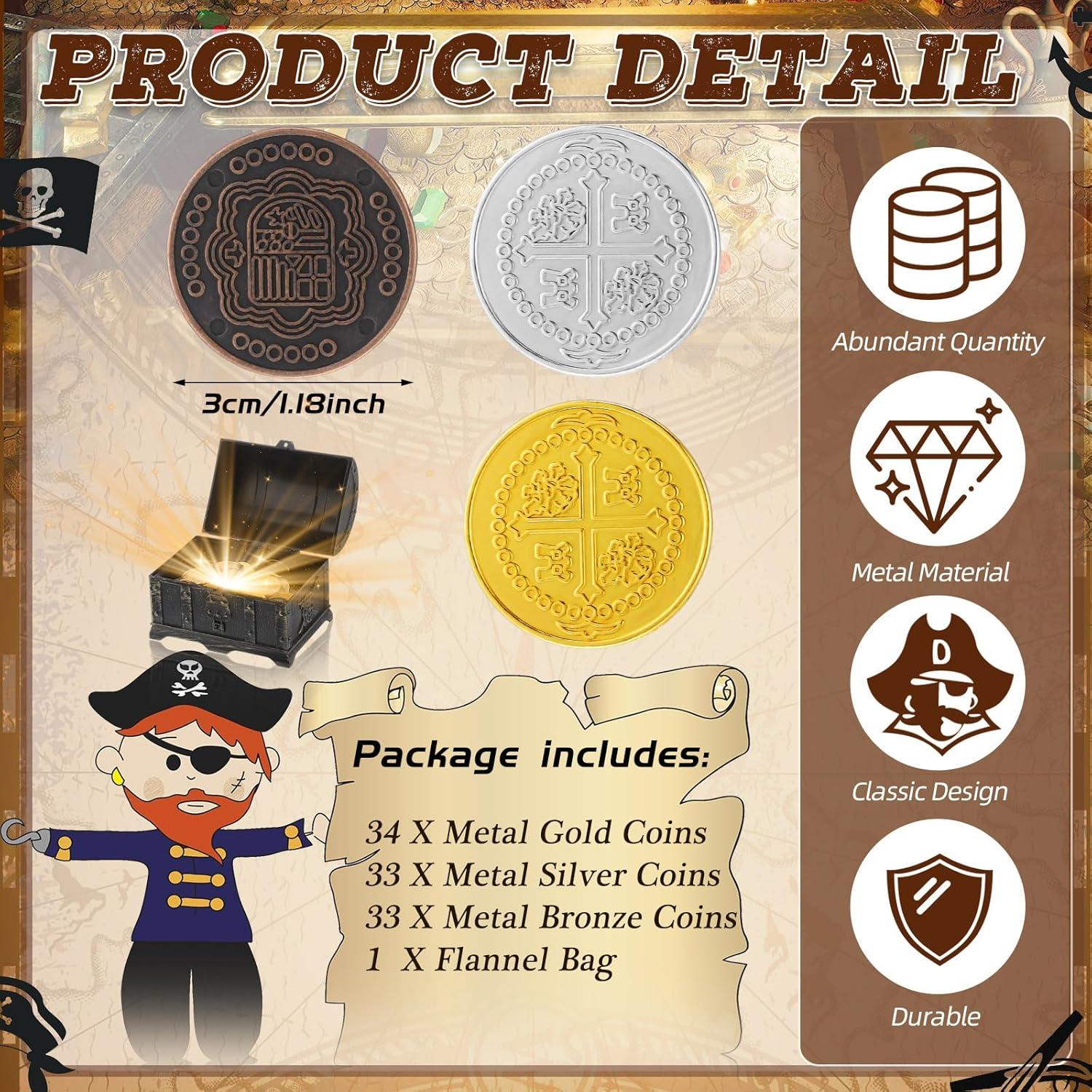 Monedas Pirata de Metal Hanaive 100 Pcs Doblones Falsos