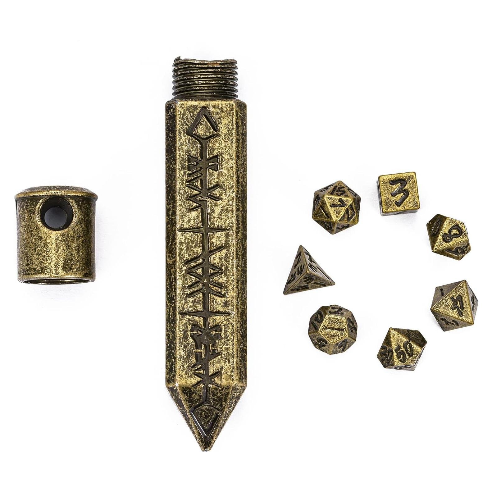 Juego de Dados DND Mini CRITALLIC 7PCS Bronce Compacto