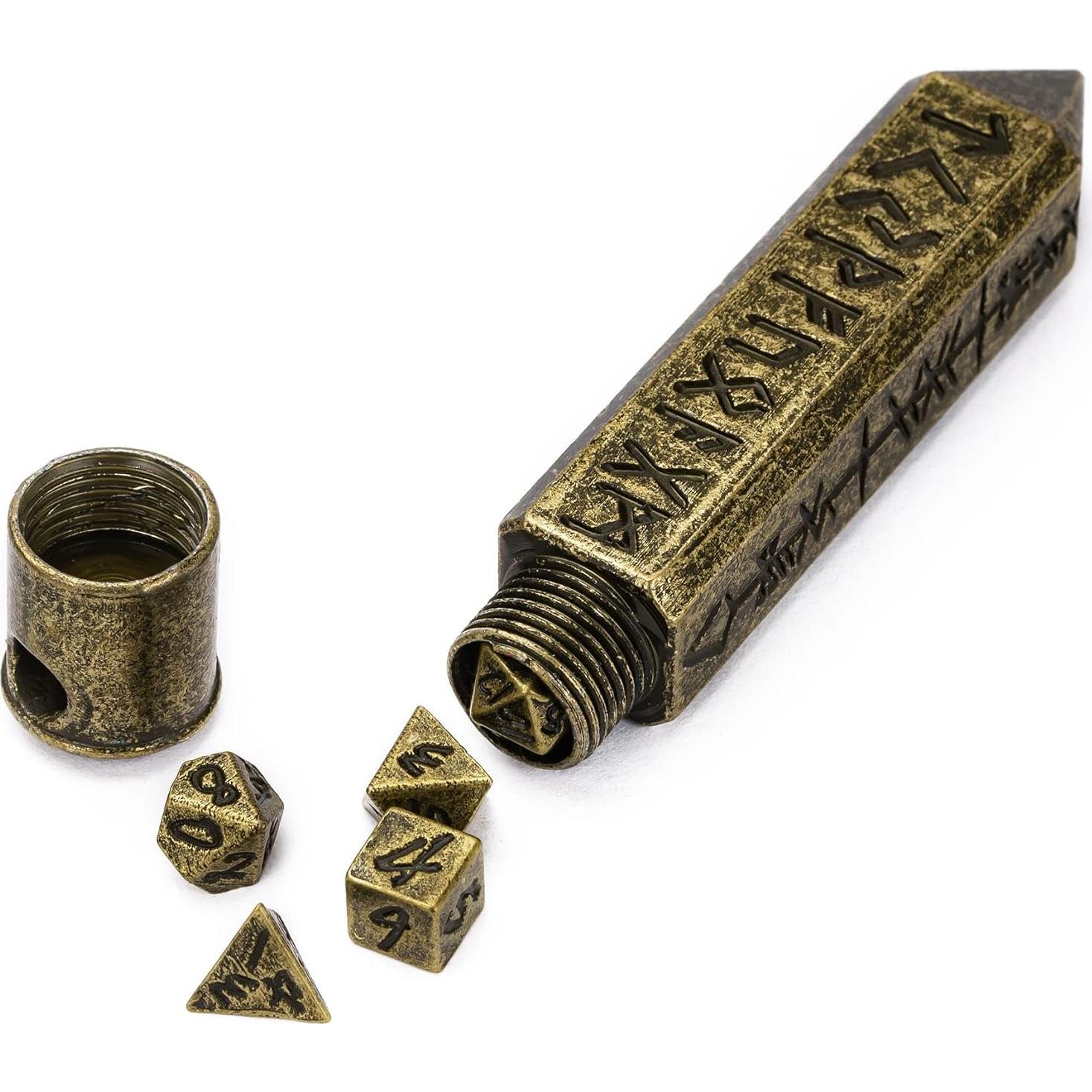 Juego de Dados DND Mini CRITALLIC 7PCS Bronce Compacto