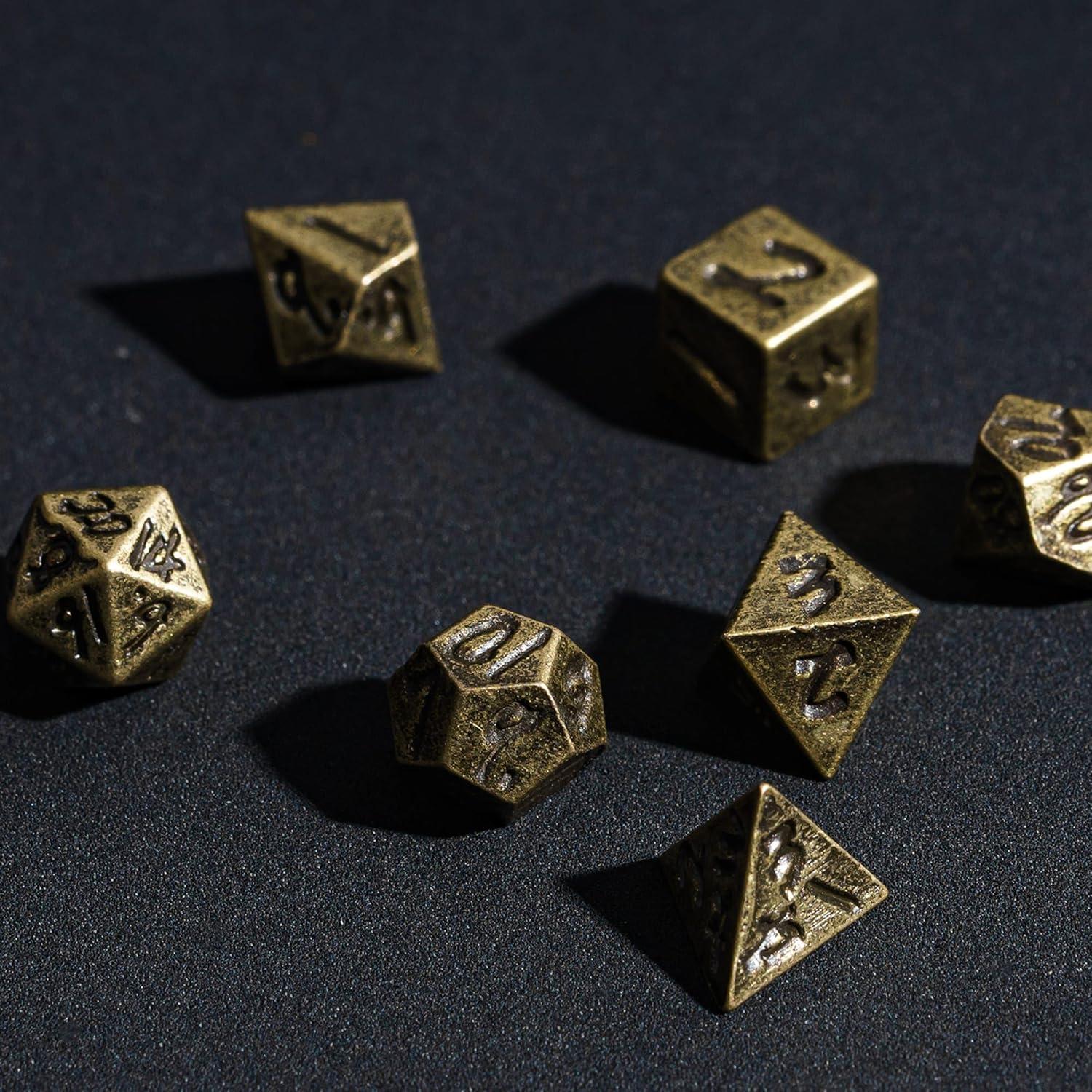 Juego de Dados DND Mini CRITALLIC 7PCS Bronce Compacto