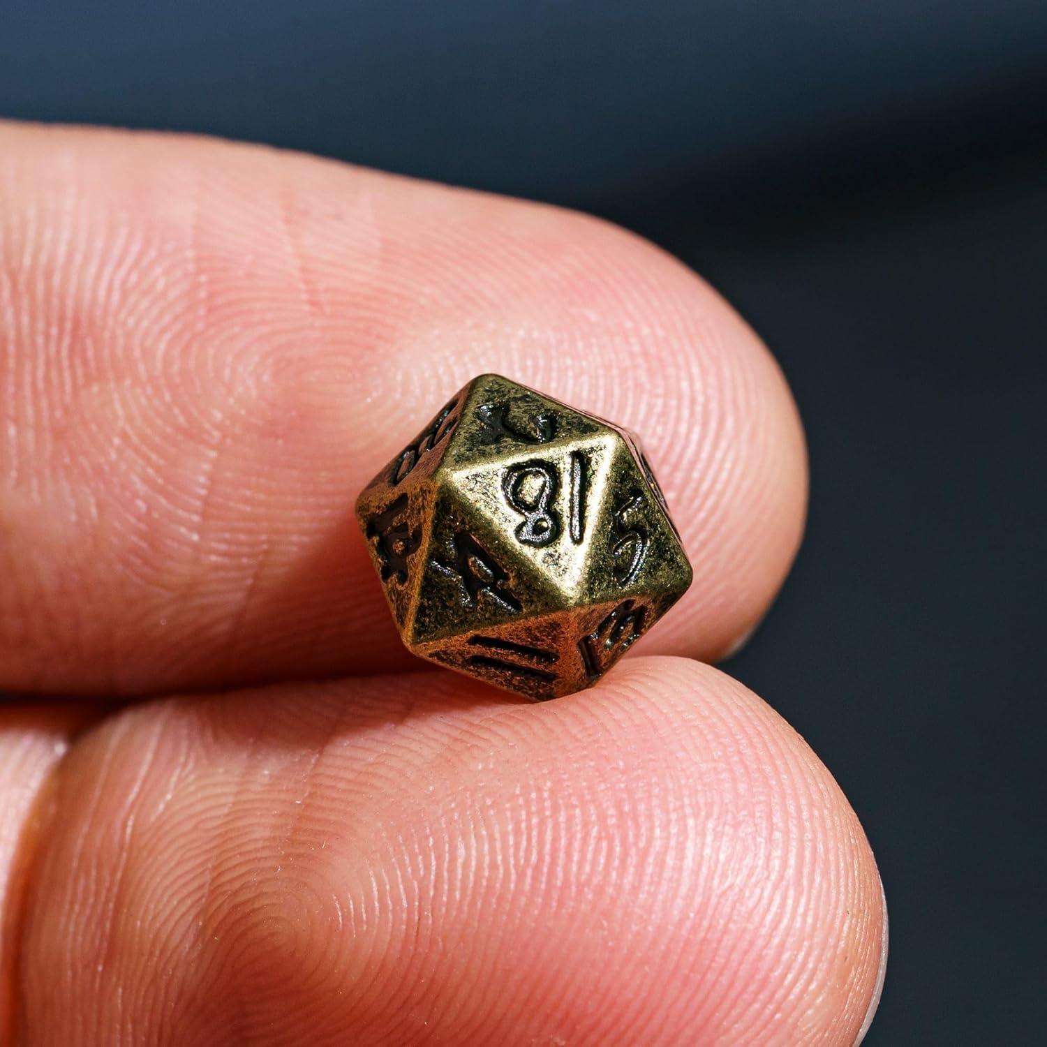 Juego de Dados DND Mini CRITALLIC 7PCS Bronce Compacto