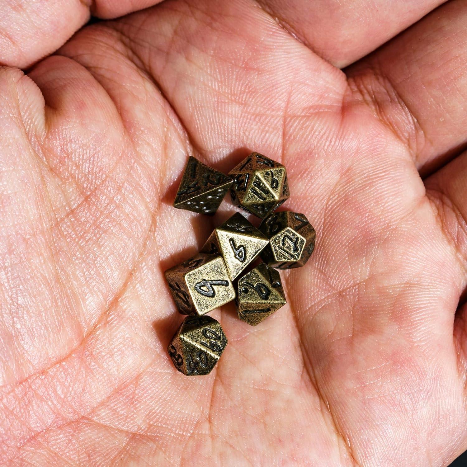 Juego de Dados DND Mini CRITALLIC 7PCS Bronce Compacto