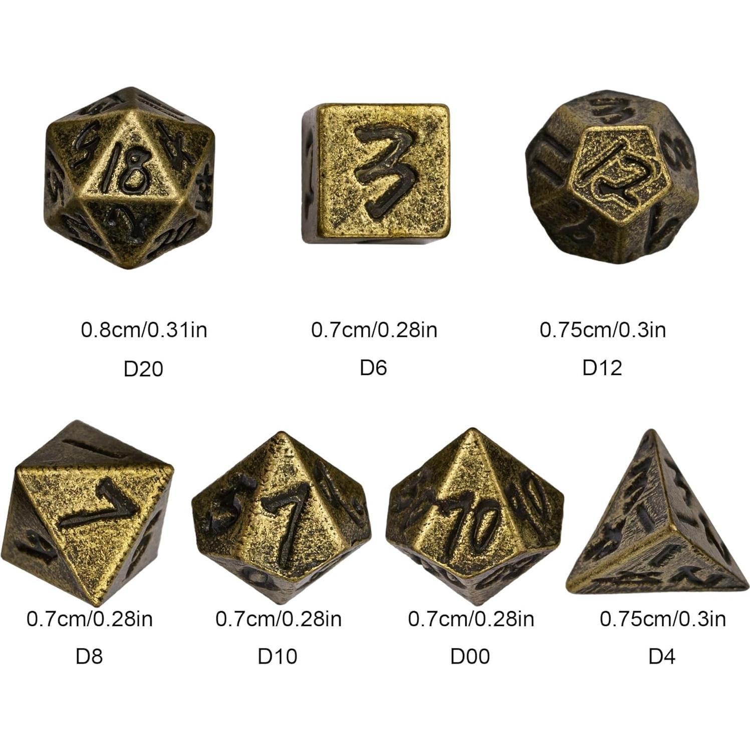 Juego de Dados DND Mini CRITALLIC 7PCS Bronce Compacto
