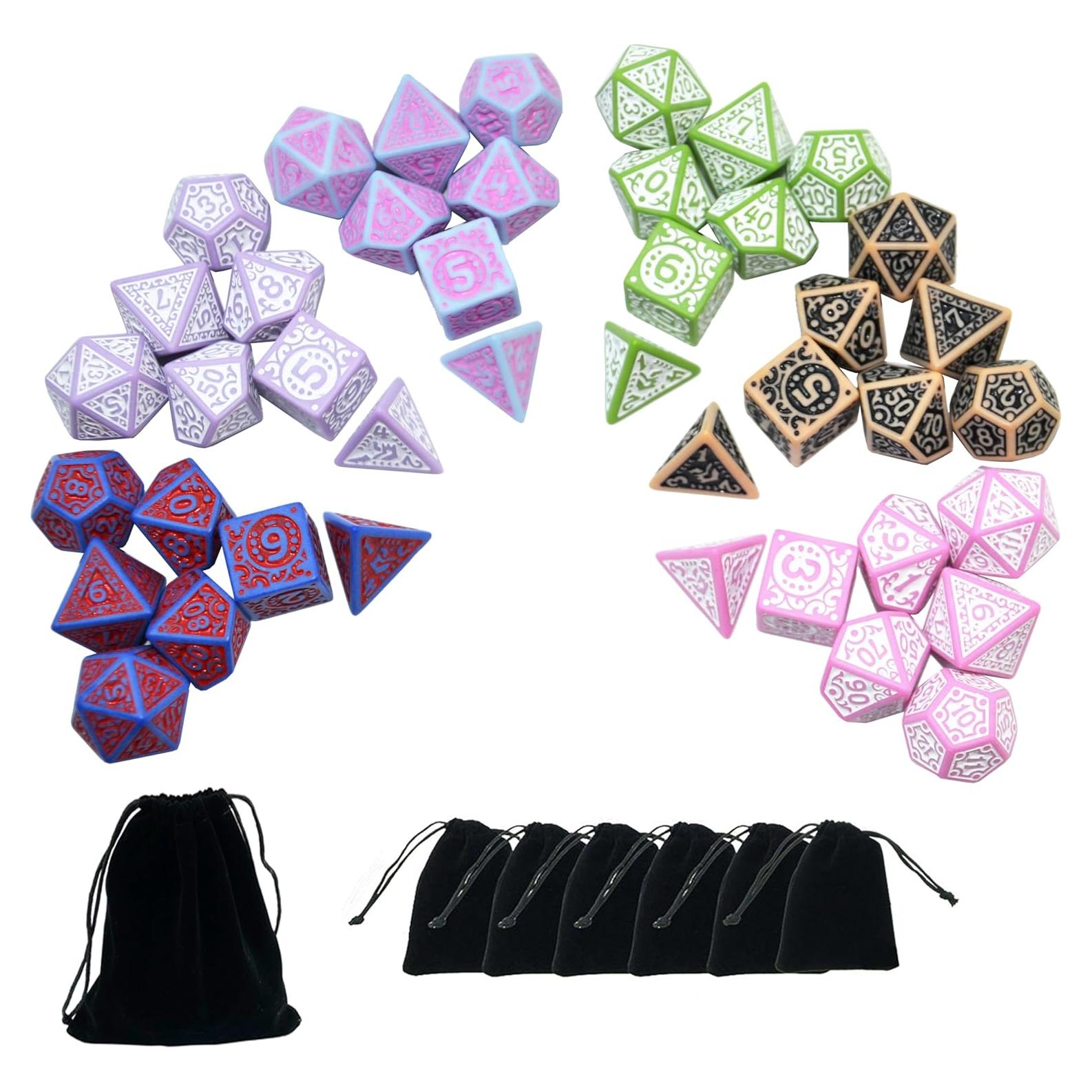 Conjuntos de Dados Poliedricos SmartDealsPro 7 Dados con Bolsas
