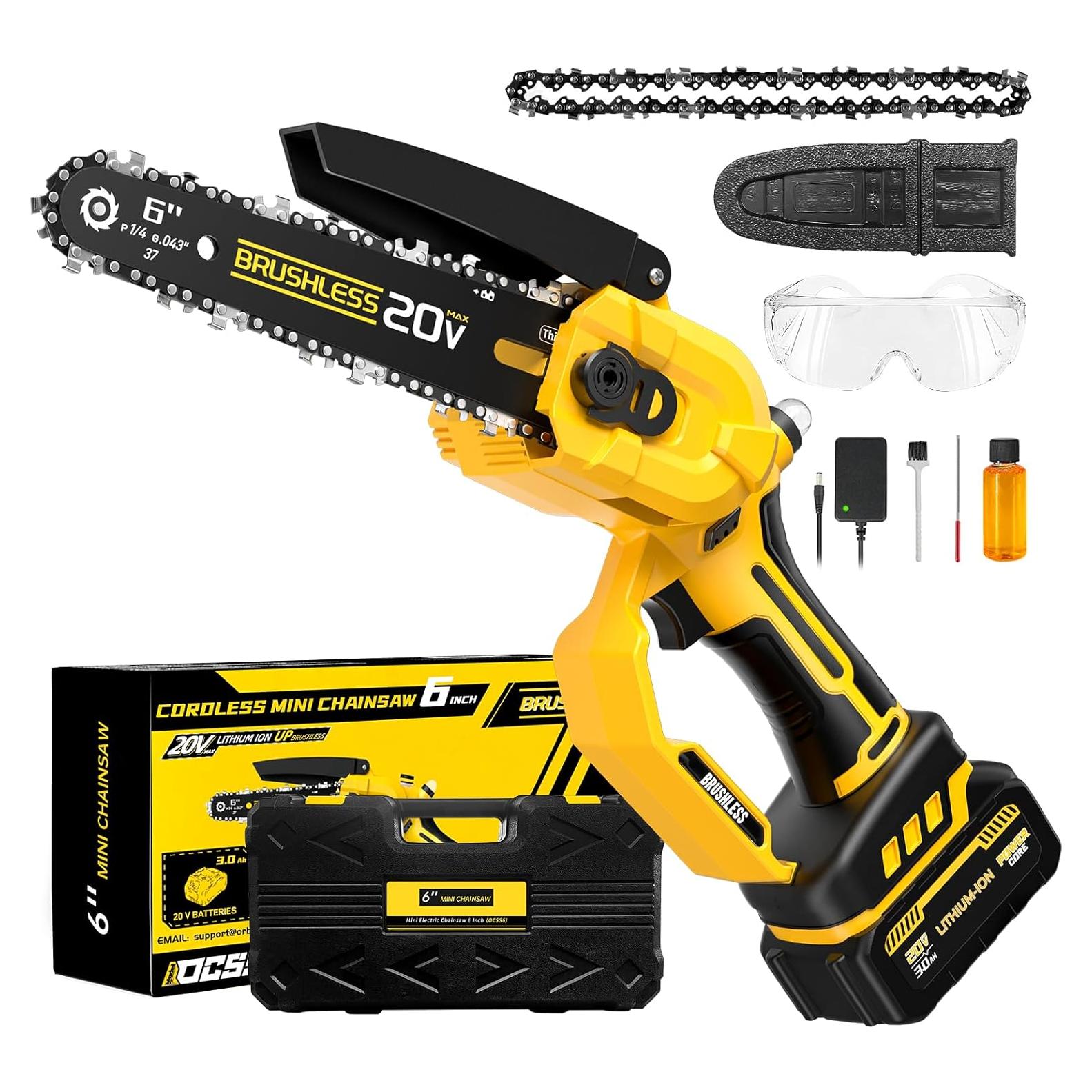 Mini Motosierra Inalámbrica FUHAUS 6" 20V con Batería