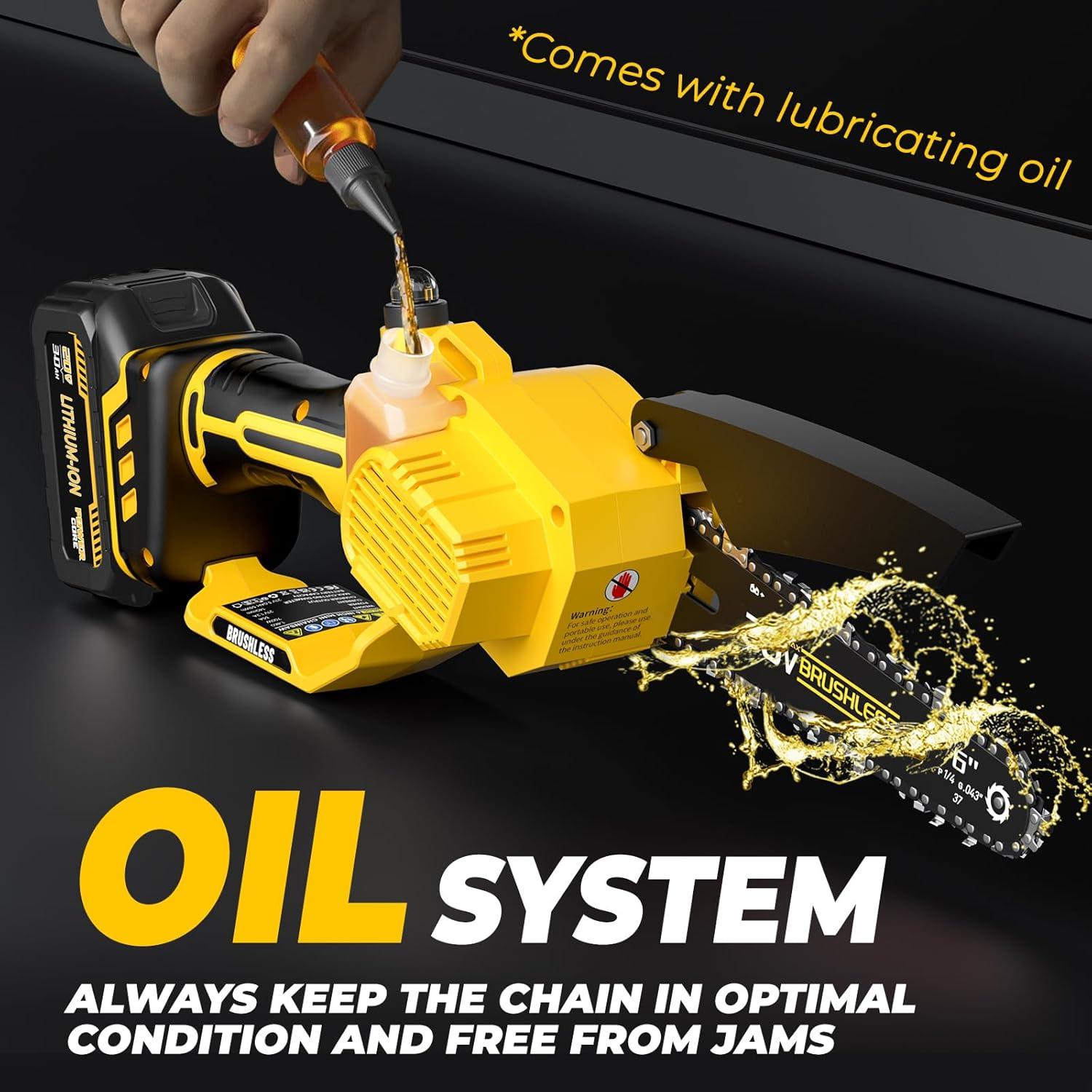 Mini Motosierra Inalámbrica FUHAUS 6" 20V con Batería