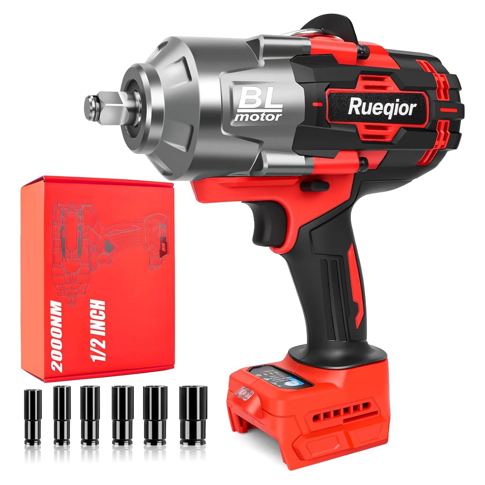 Llave de impacto inalámbrica 1/2" Rueqior 2000N.m para Milwaukee