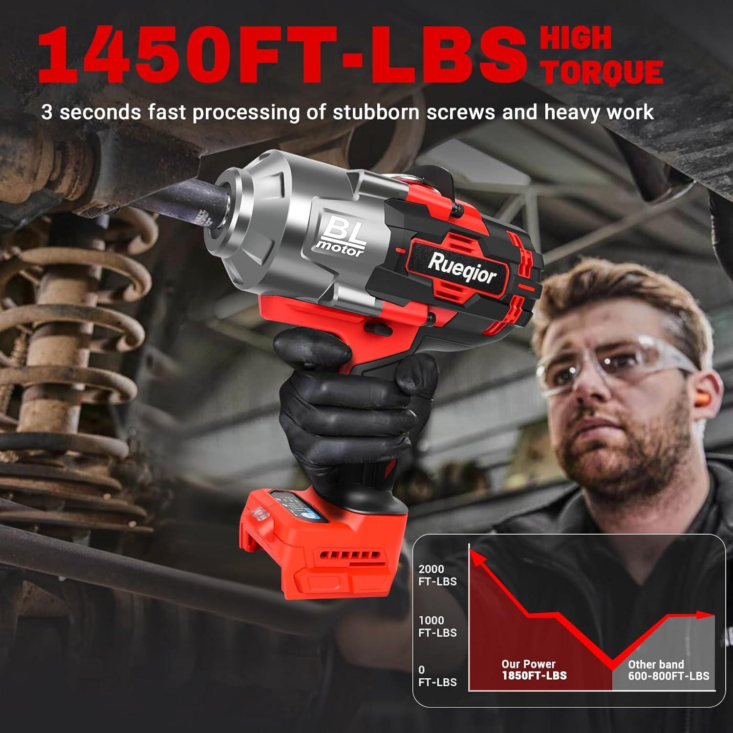 Llave de impacto inalámbrica 1/2" Rueqior 2000N.m para Milwaukee