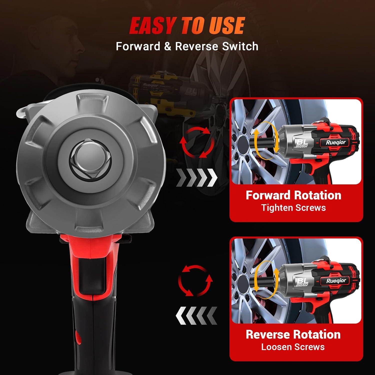 Llave de impacto inalámbrica 1/2" Rueqior 2000N.m para Milwaukee