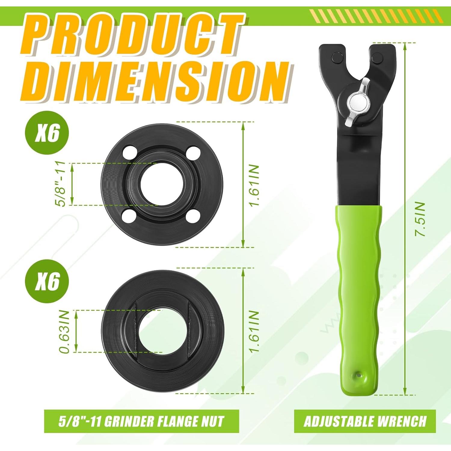 Kit Llave de Amoladora Angular Hicarer 13 Pcs Verde