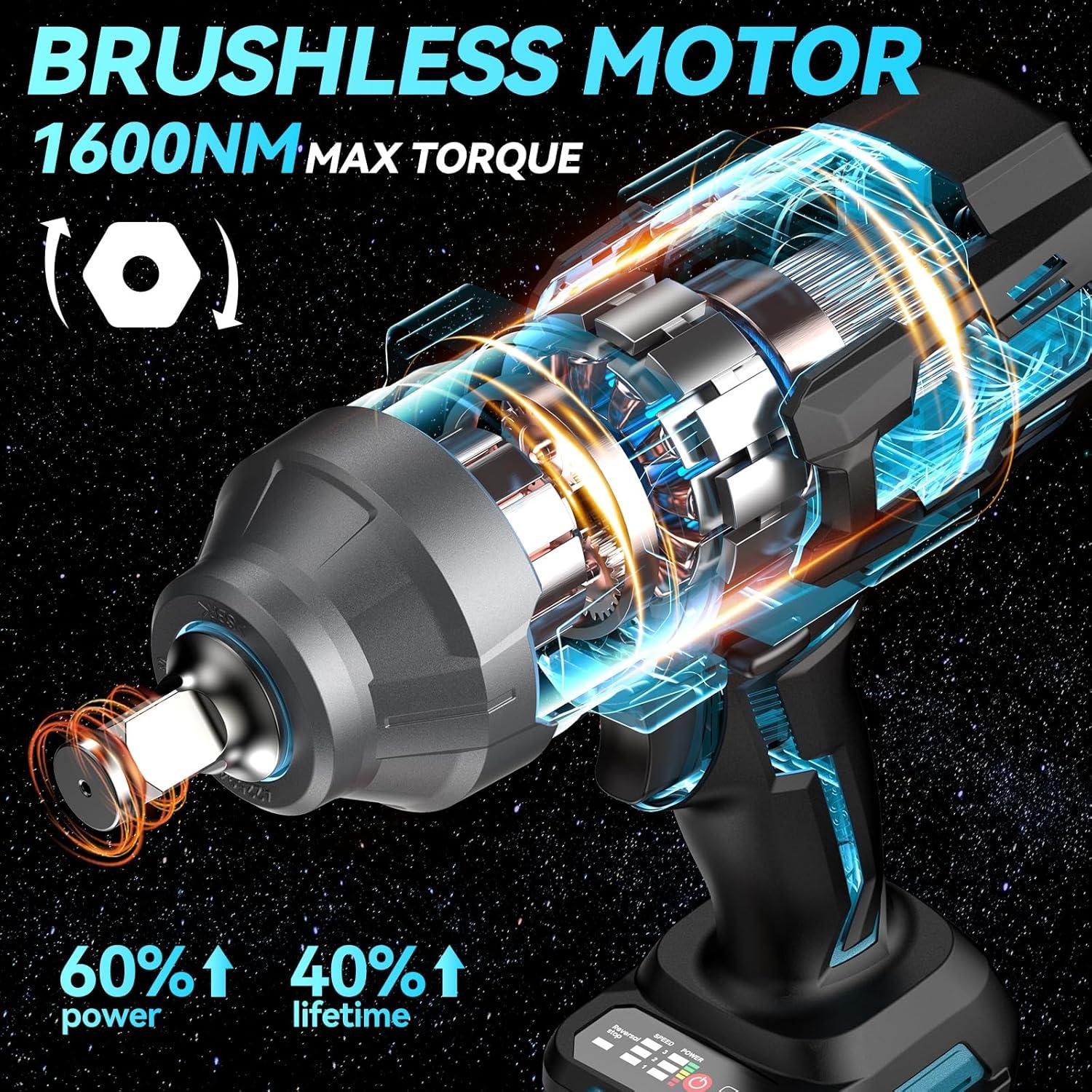 Llave de Impacto Eléctrica Inalámbrica Seesii 1600N.m 21V