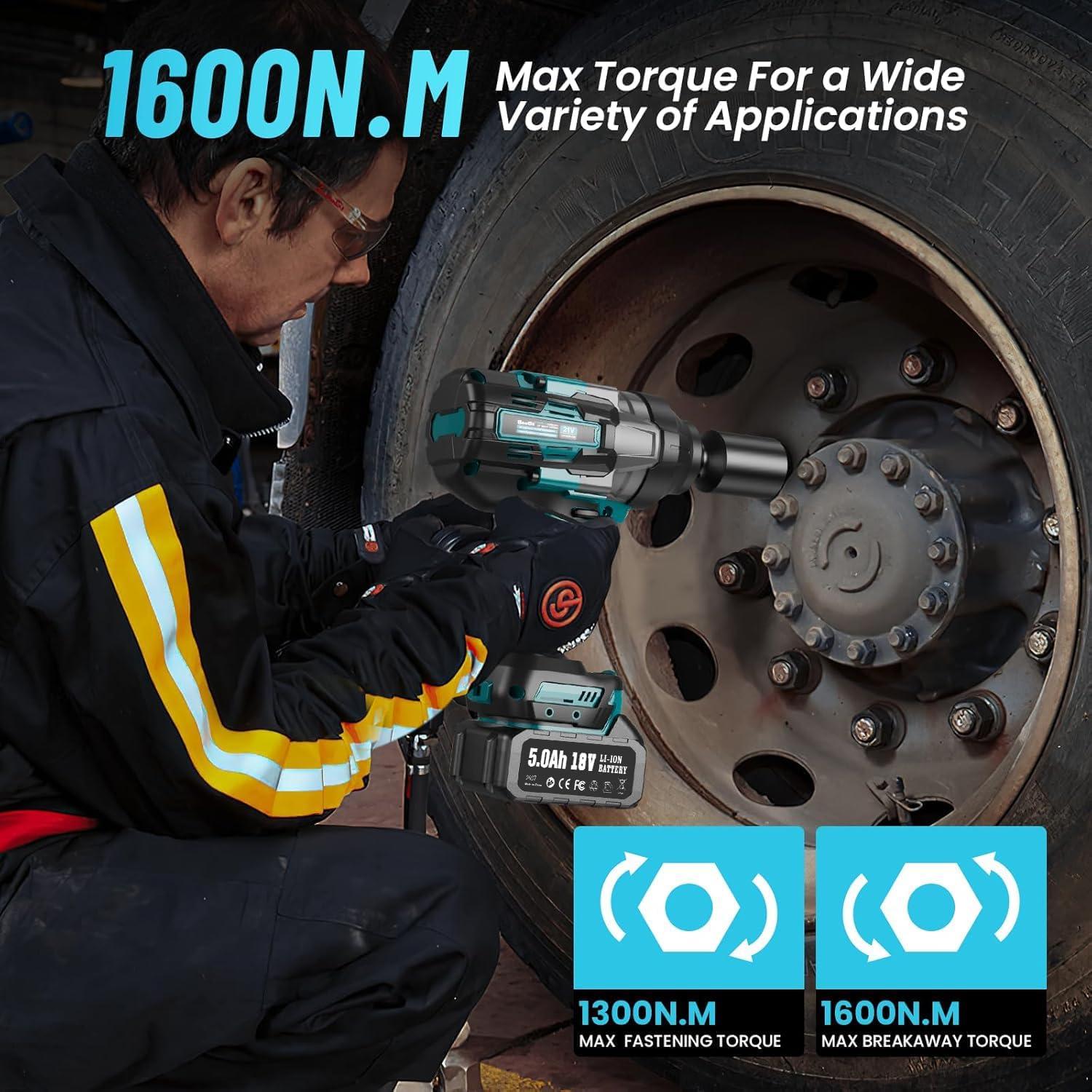 Llave de Impacto Eléctrica Inalámbrica Seesii 1600N.m 21V