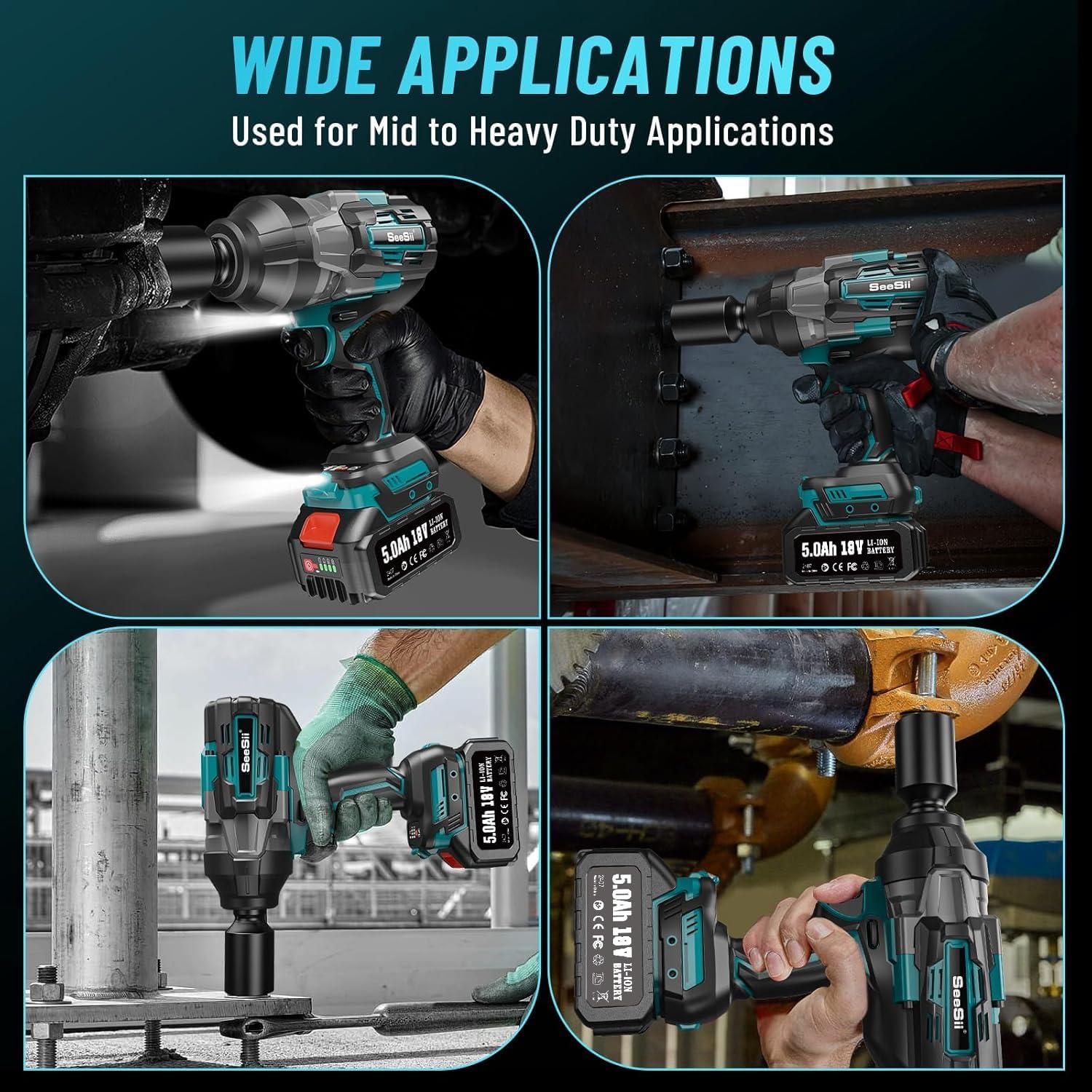 Llave de Impacto Eléctrica Inalámbrica Seesii 1600N.m 21V