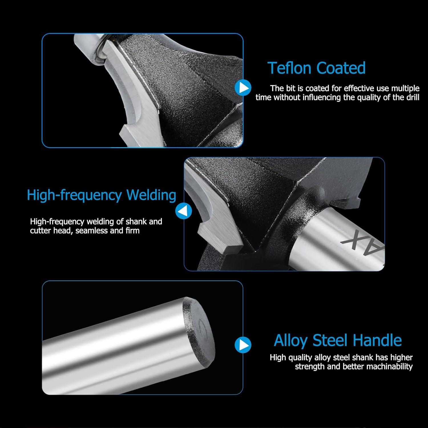 Radius 1" Round Over Router Bits with 1/2" Shank Roundover Router Bit Edging Router Bit Set Corner Rounding Edge Forming Bit