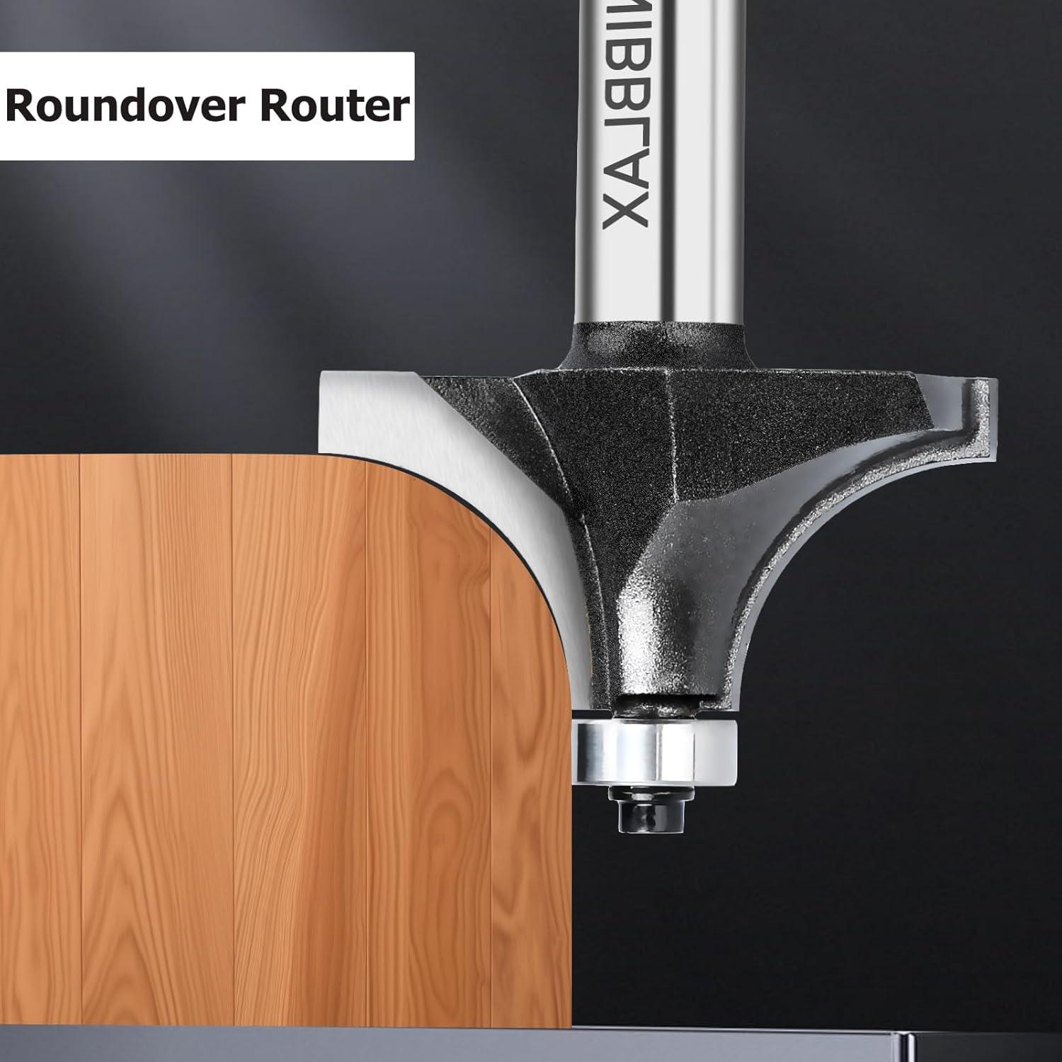 Radius 1" Round Over Router Bits with 1/2" Shank Roundover Router Bit Edging Router Bit Set Corner Rounding Edge Forming Bit