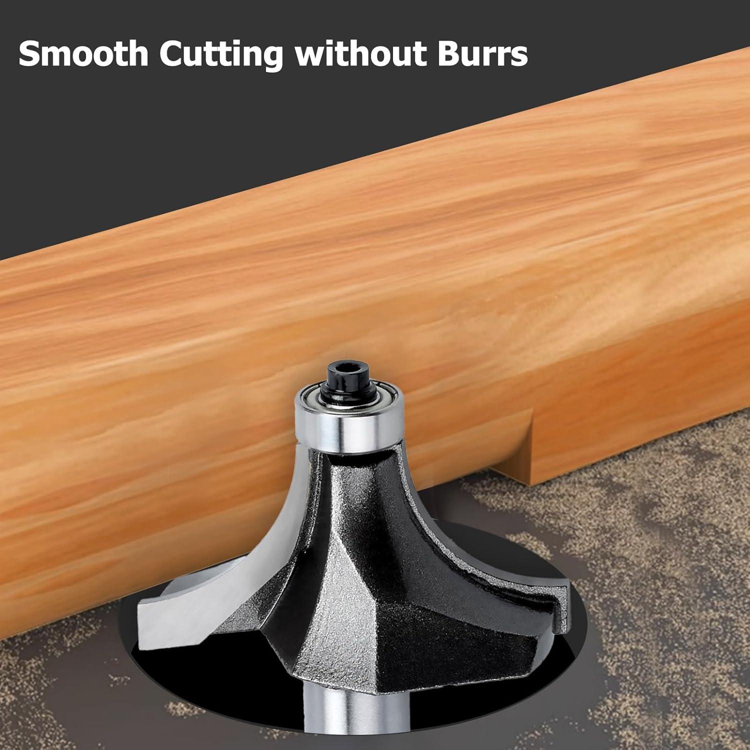 Radius 1" Round Over Router Bits with 1/2" Shank Roundover Router Bit Edging Router Bit Set Corner Rounding Edge Forming Bit