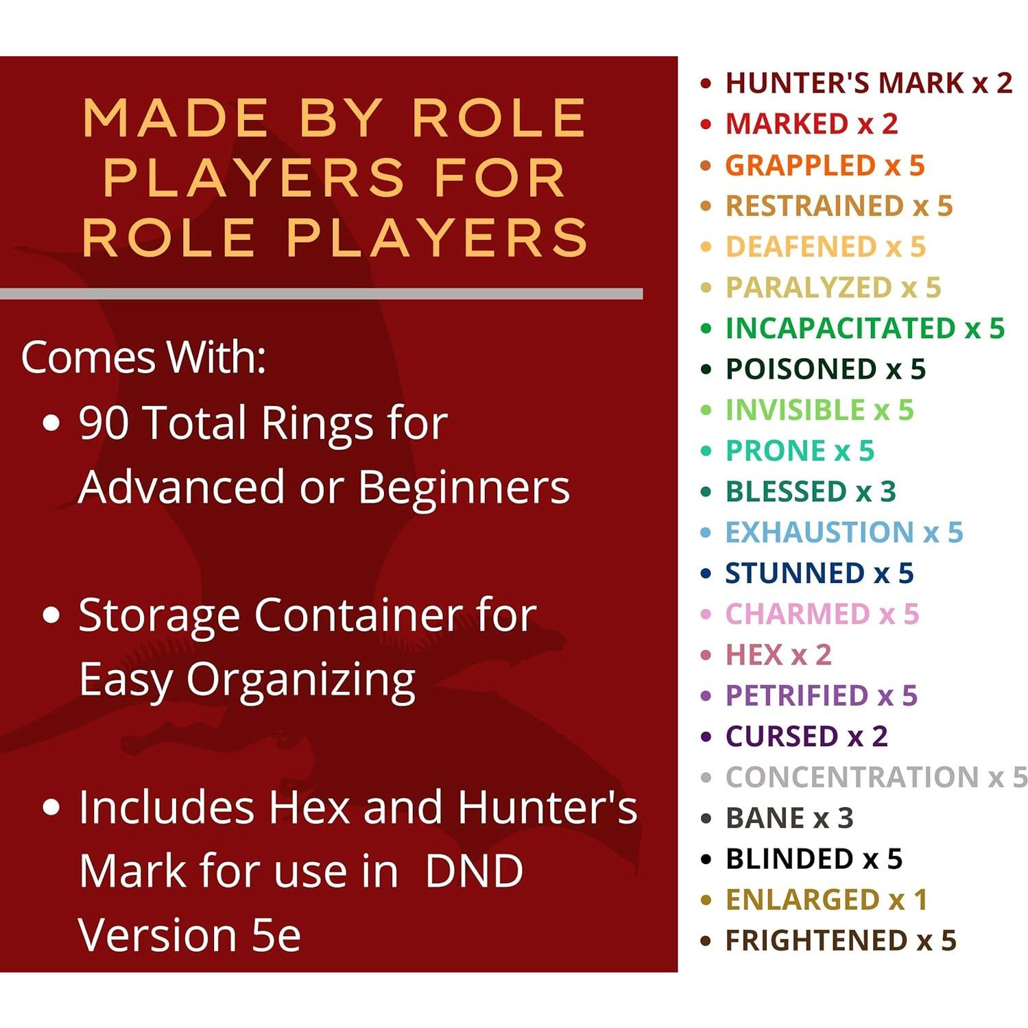 Marcadores de Estado Galdor's Guild para D&D | 90 Anillos de Madera