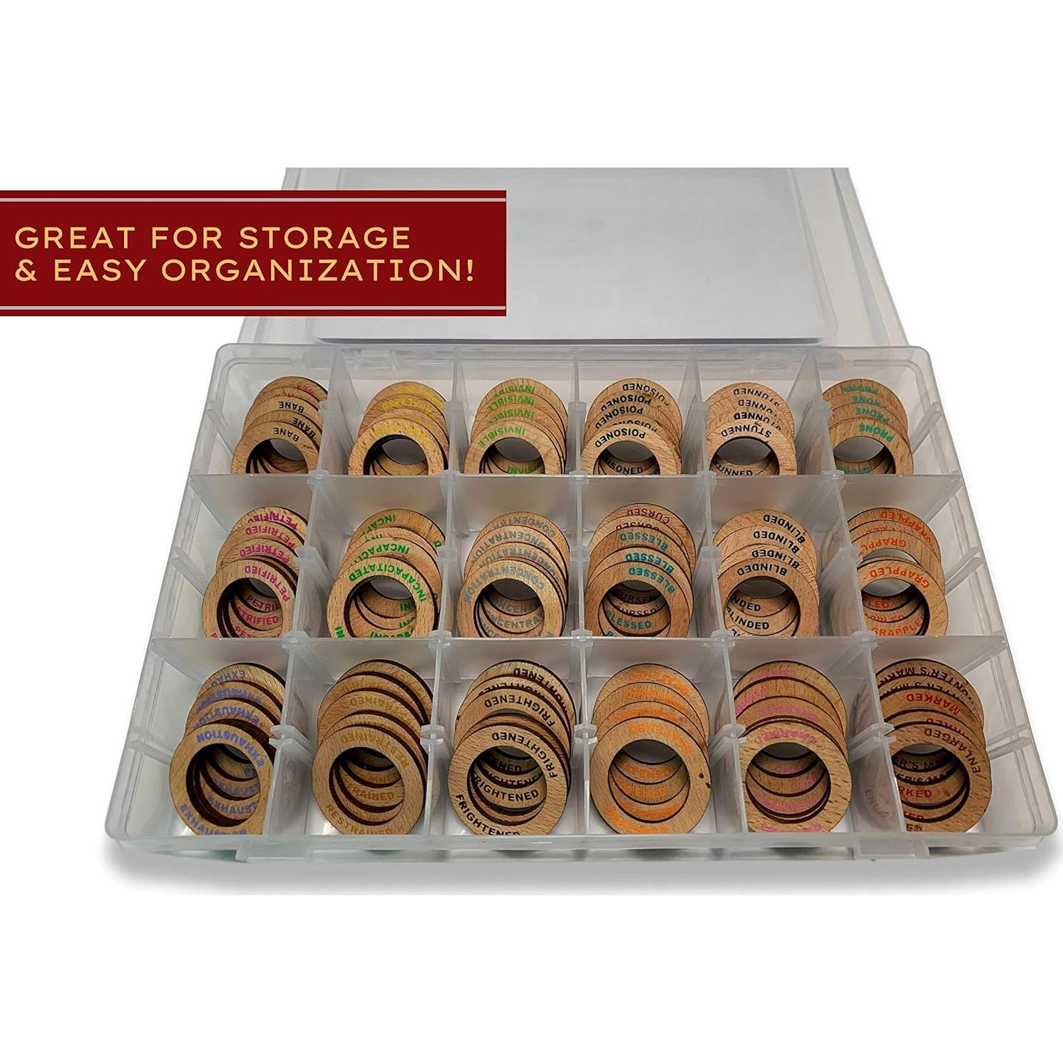 Marcadores de Estado Galdor's Guild para D&D | 90 Anillos de Madera