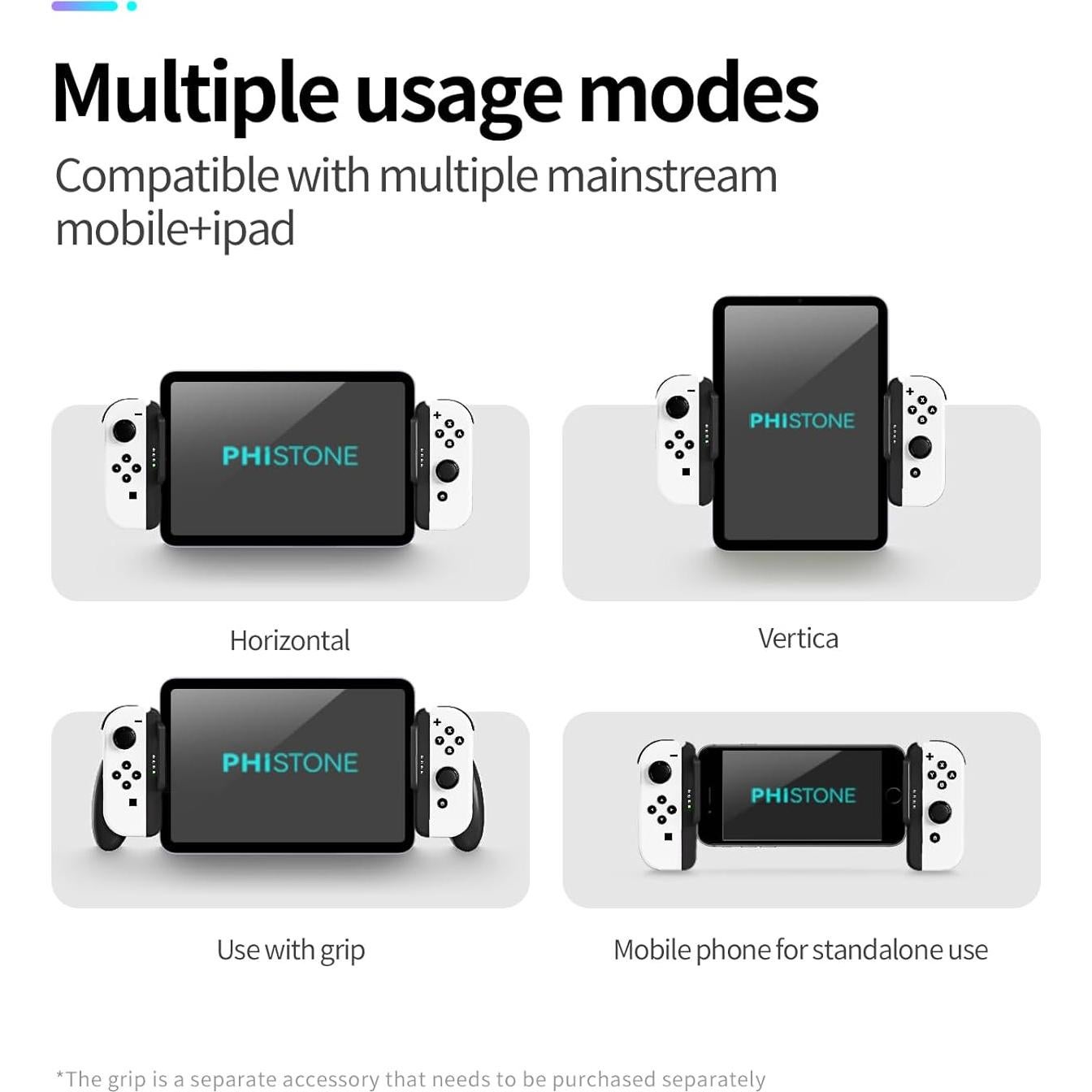Soporte de Juego Joycon Phistone para iPhone y iPad - Ajustable 13-25cm
