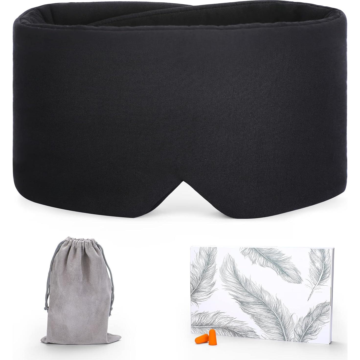 Máscara de Sueño FRESHME Algodón Negro Ajustable 23x15cm