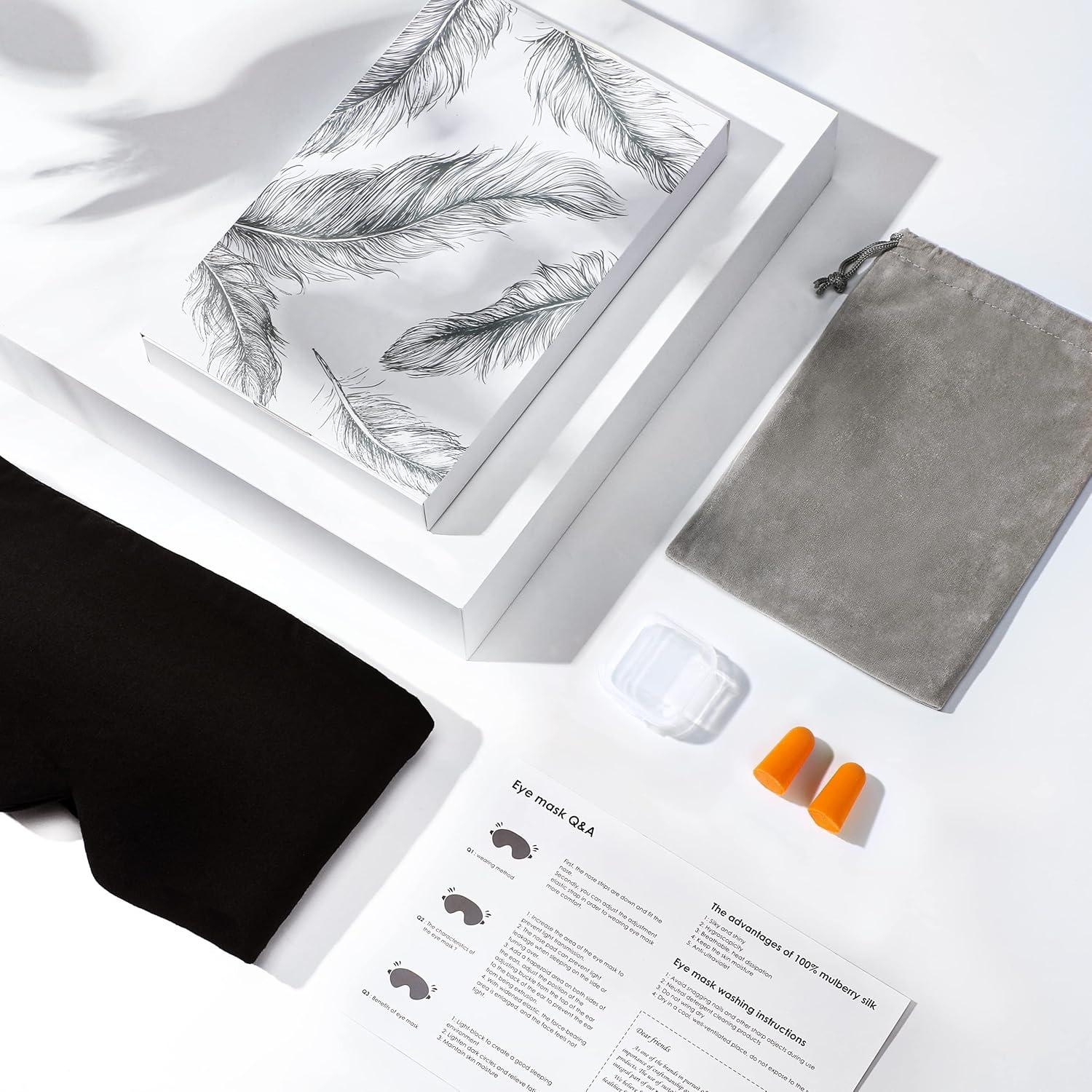 Máscara de Sueño FRESHME Algodón Negro Ajustable 23x15cm