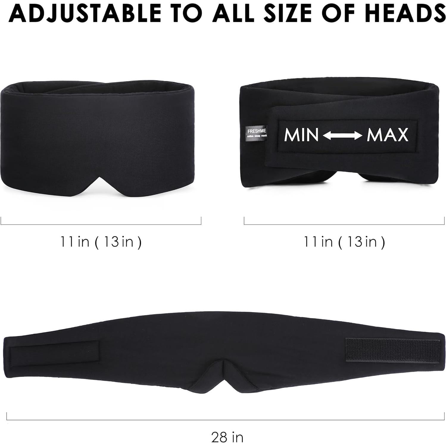 Máscara de Sueño FRESHME Algodón Negro Ajustable 23x15cm