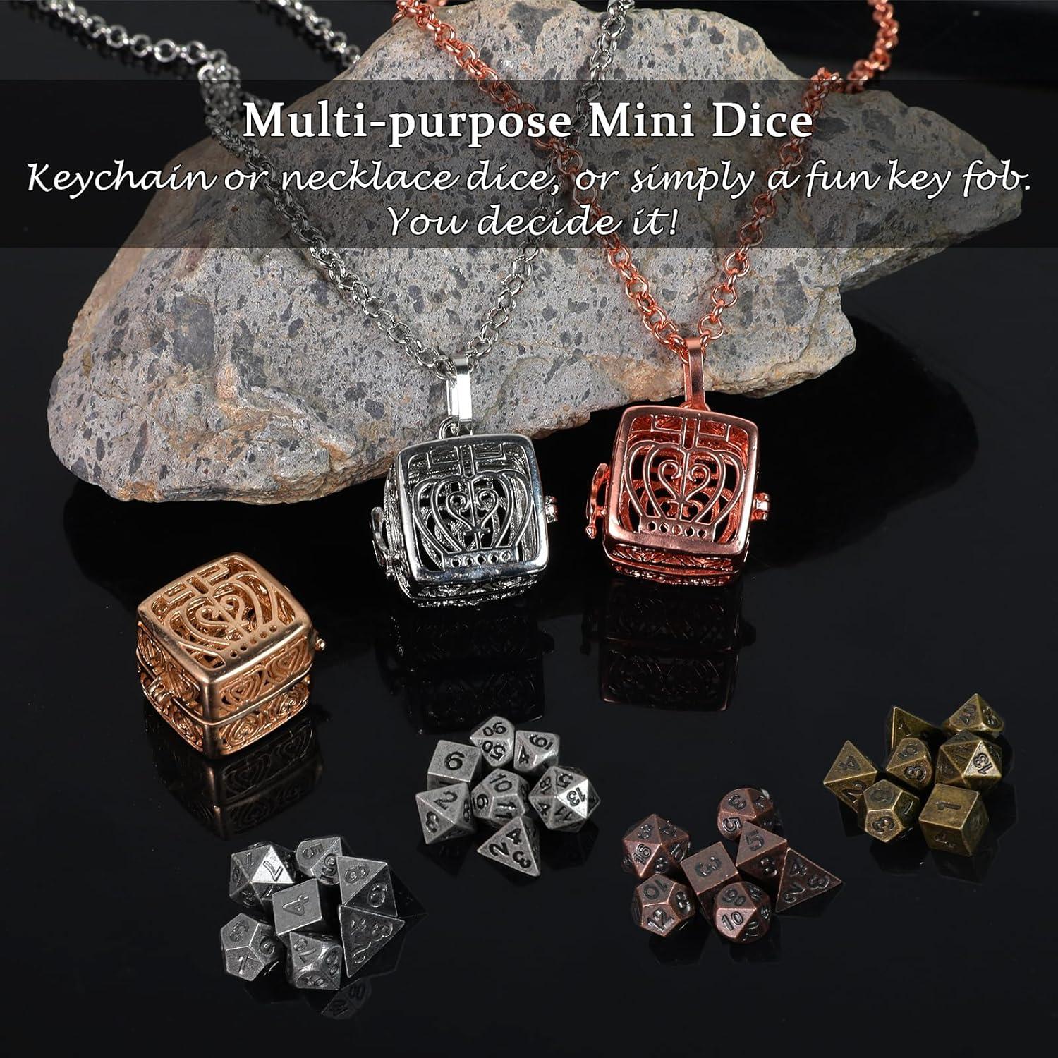 Conjunto de Dados Mini D&D MaiHONG 7PCS Metal Portátil