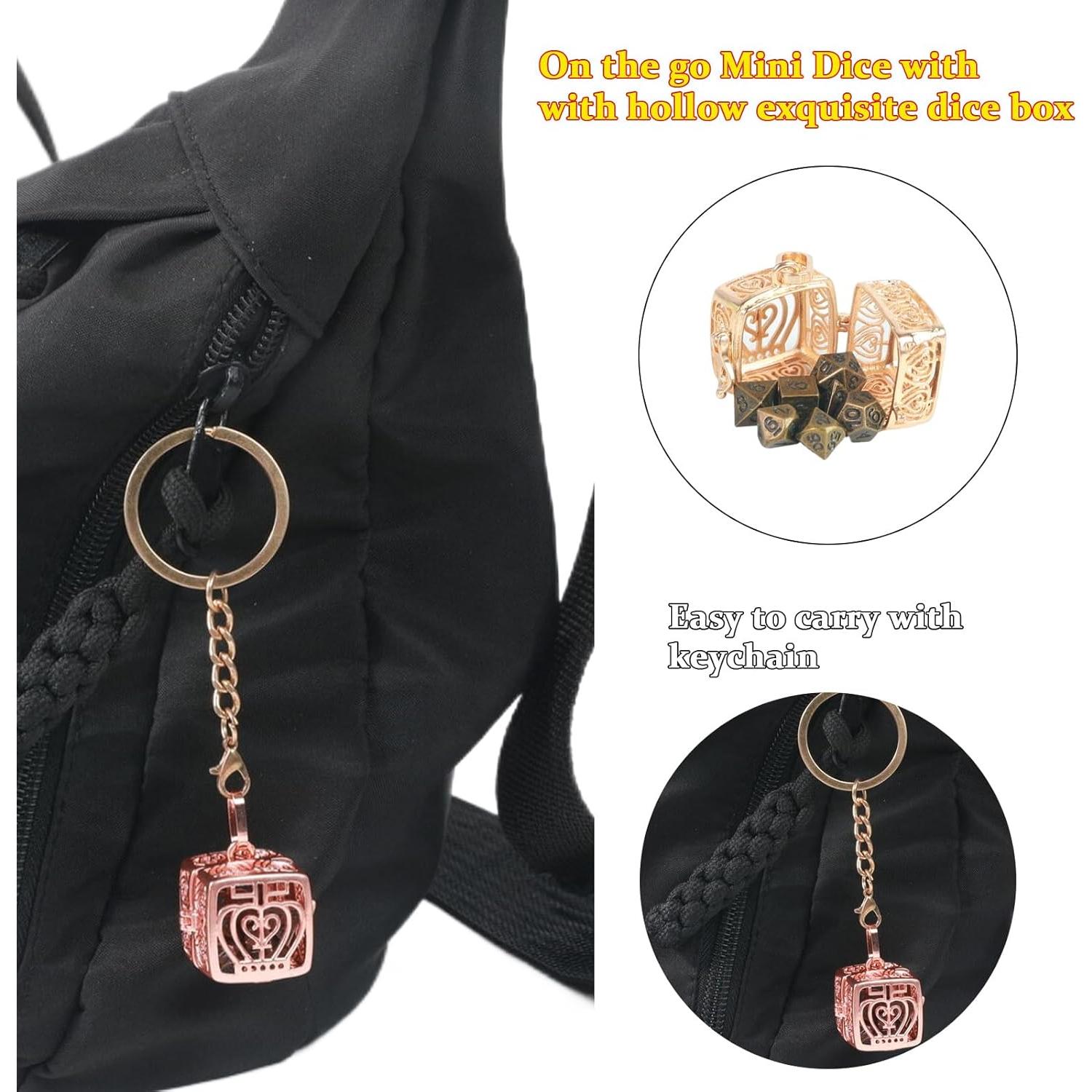 Conjunto de Dados Mini D&D MaiHONG 7PCS Metal Portátil