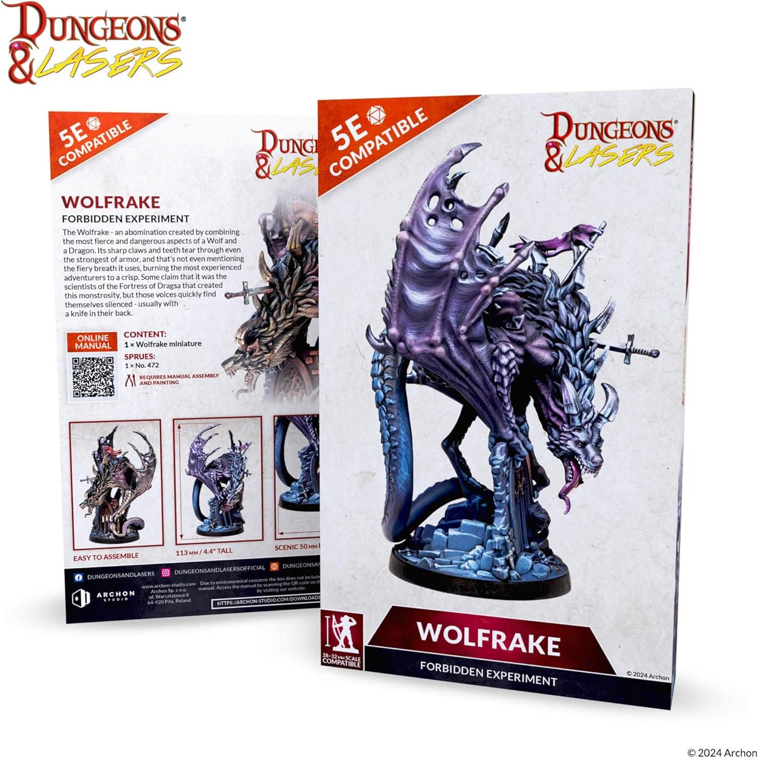 Miniatura Dragón Wolfrake Archon Studio 113mm Detallada RPG