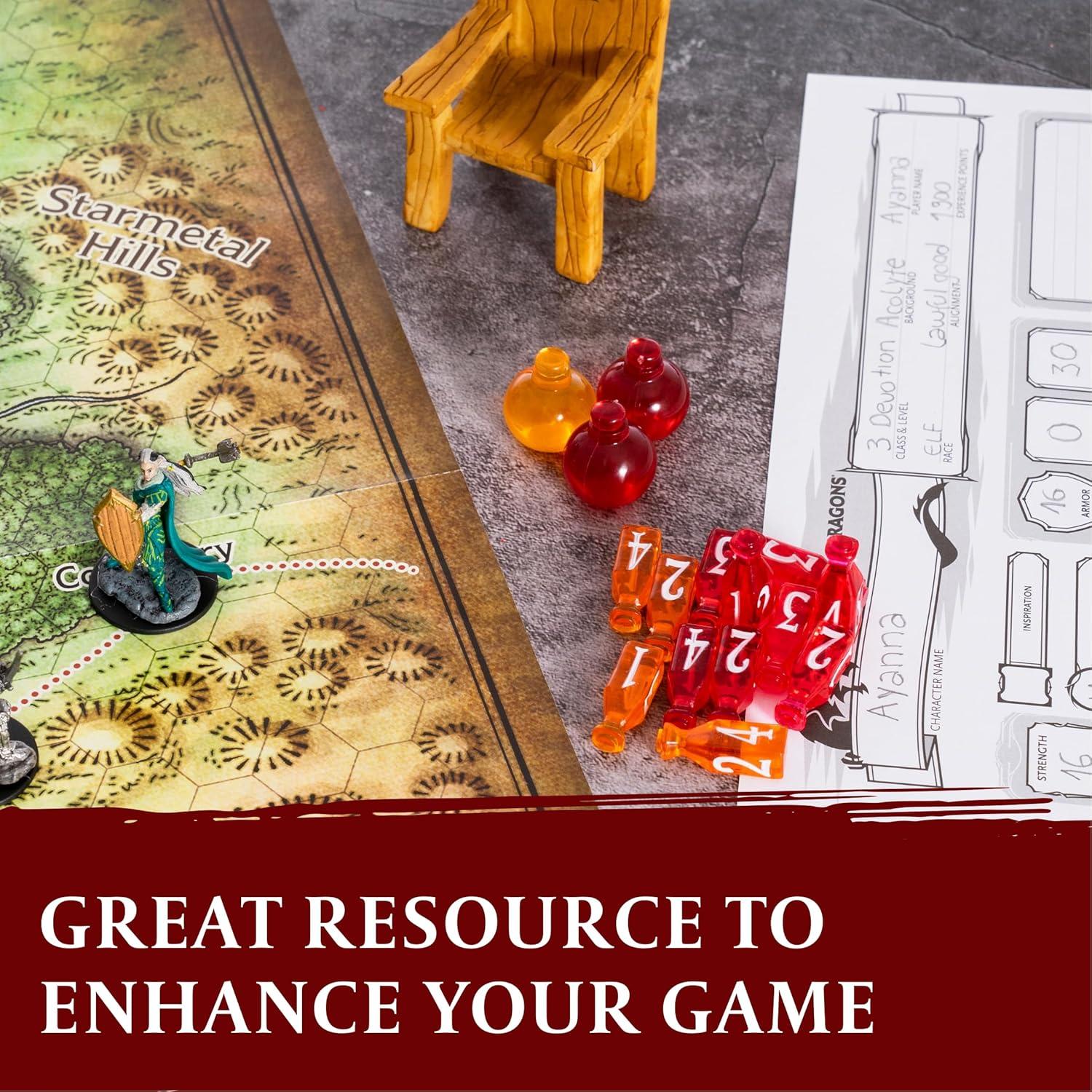 15 Fichas de Poción de Curación LYNX + 24 Dados D4