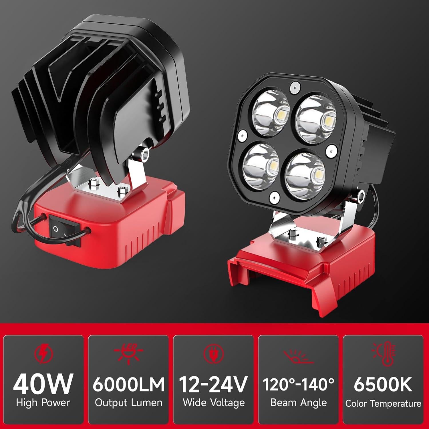 Luz de Trabajo LED Azocek 40W 6000LM 18V Inalámbrica