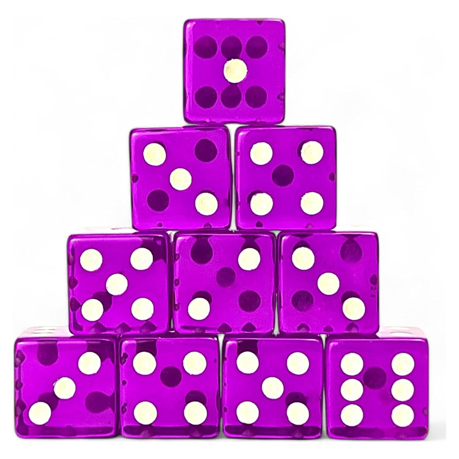 Luck Lab Paquete de 10 Dados D6 Acrílicos 19 mm Púrpura